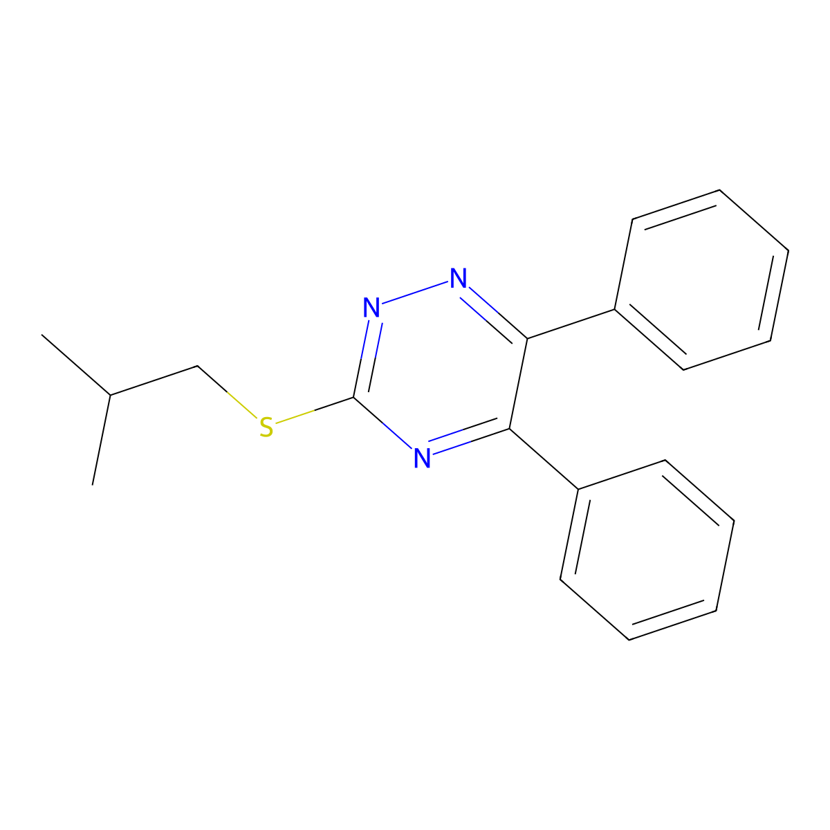 3-(Isobutylthio)-5,6-diphenyl-1,2,4-triazine molecular structure, CAS 353479-43-3