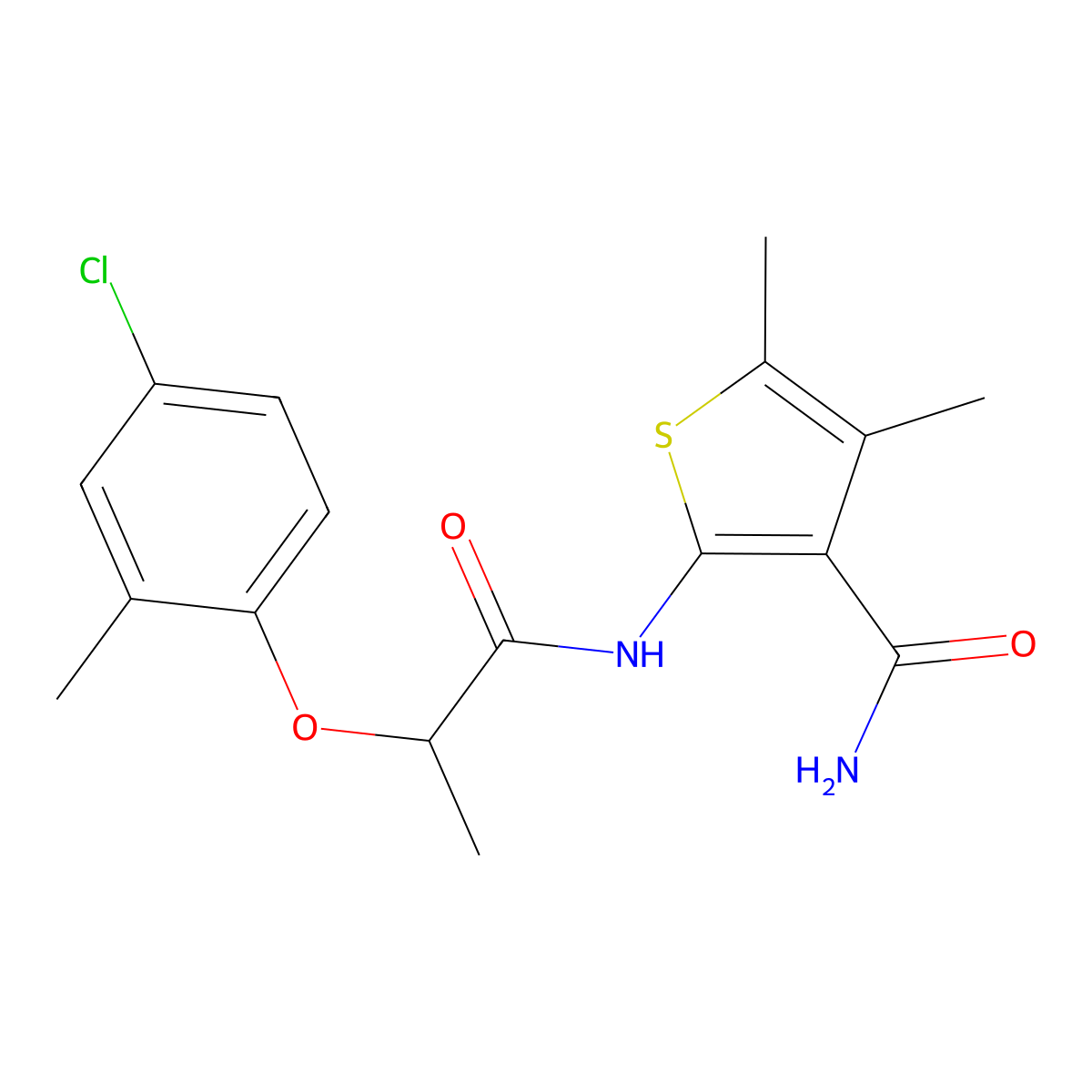 2-[2-(4-Chloro-2-methylphenoxy)propanoylamino]-4,5-dimethylthiophene-3-carboxamide molecular structure, CAS 353479-53-5
