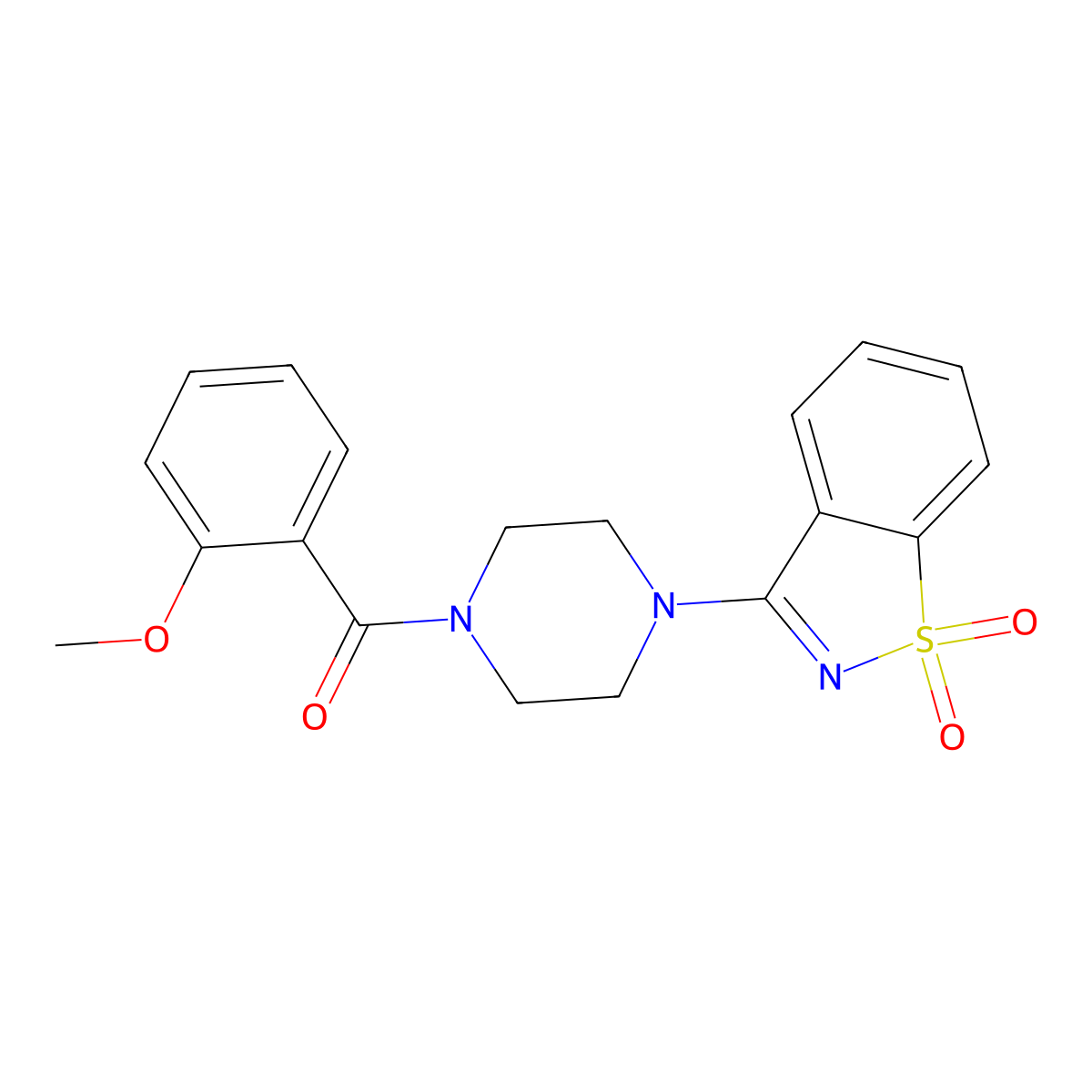 [4-(1,1-Dioxo-1,2-benzothiazol-3-yl)piperazin-1-yl]-(2-methoxyphenyl)methanone molecular structure, CAS 353482-88-9