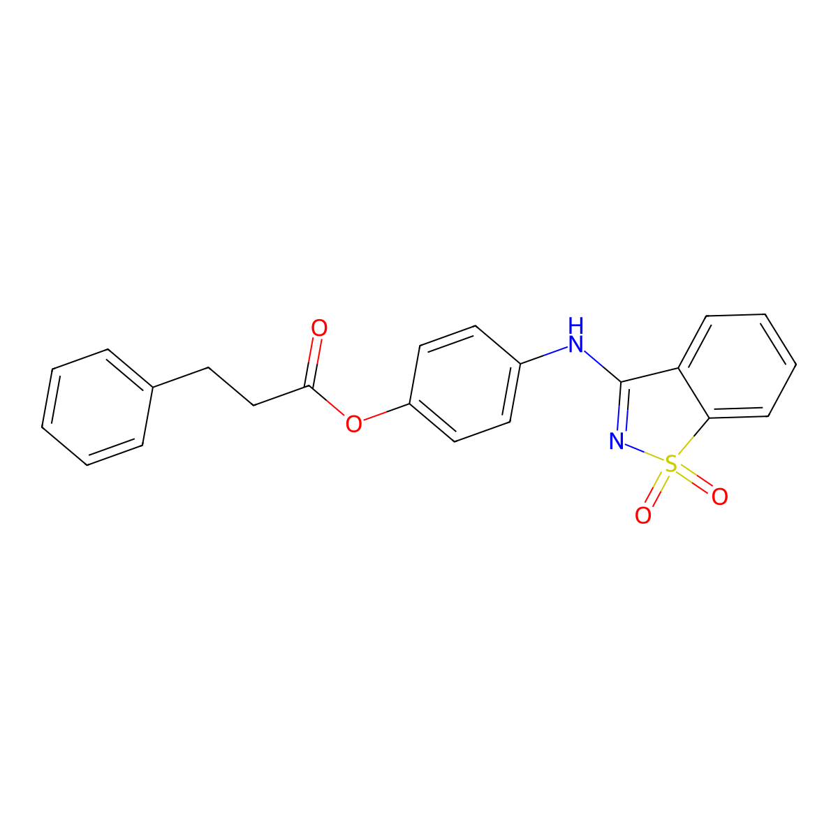 4-[(1,1-Dioxido-1,2-benzisothiazol-3-yl)amino]phenyl 3-phenylpropanoate molecular structure, CAS 353483-43-9