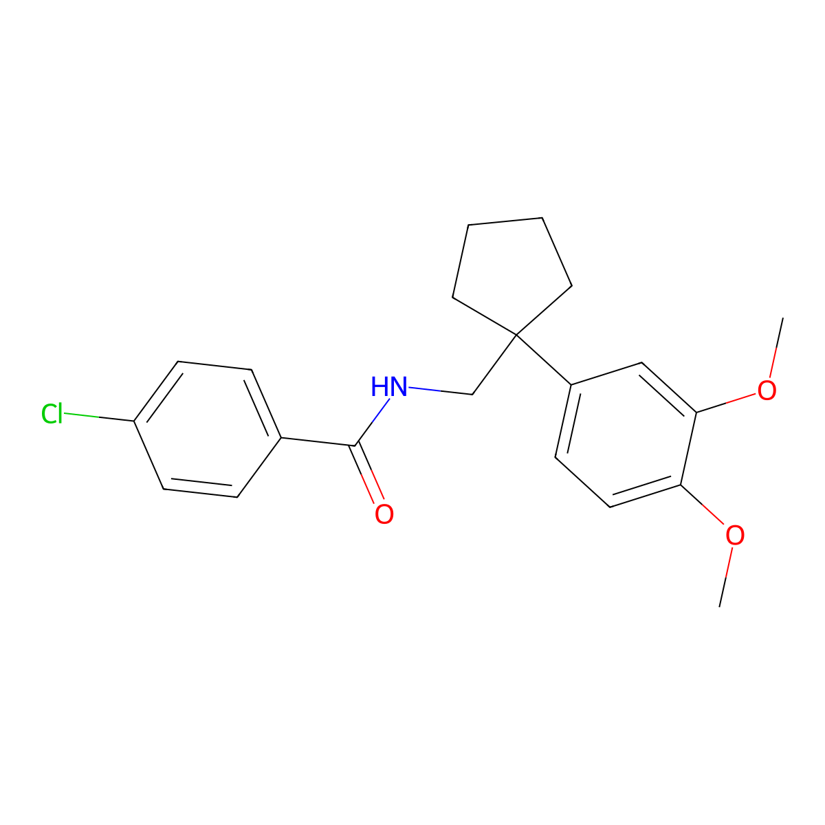 4-chloro-N-[[1-(3,4-dimethoxyphenyl)cyclopentyl]methyl]benzamide molecular structure, CAS 353484-20-5
