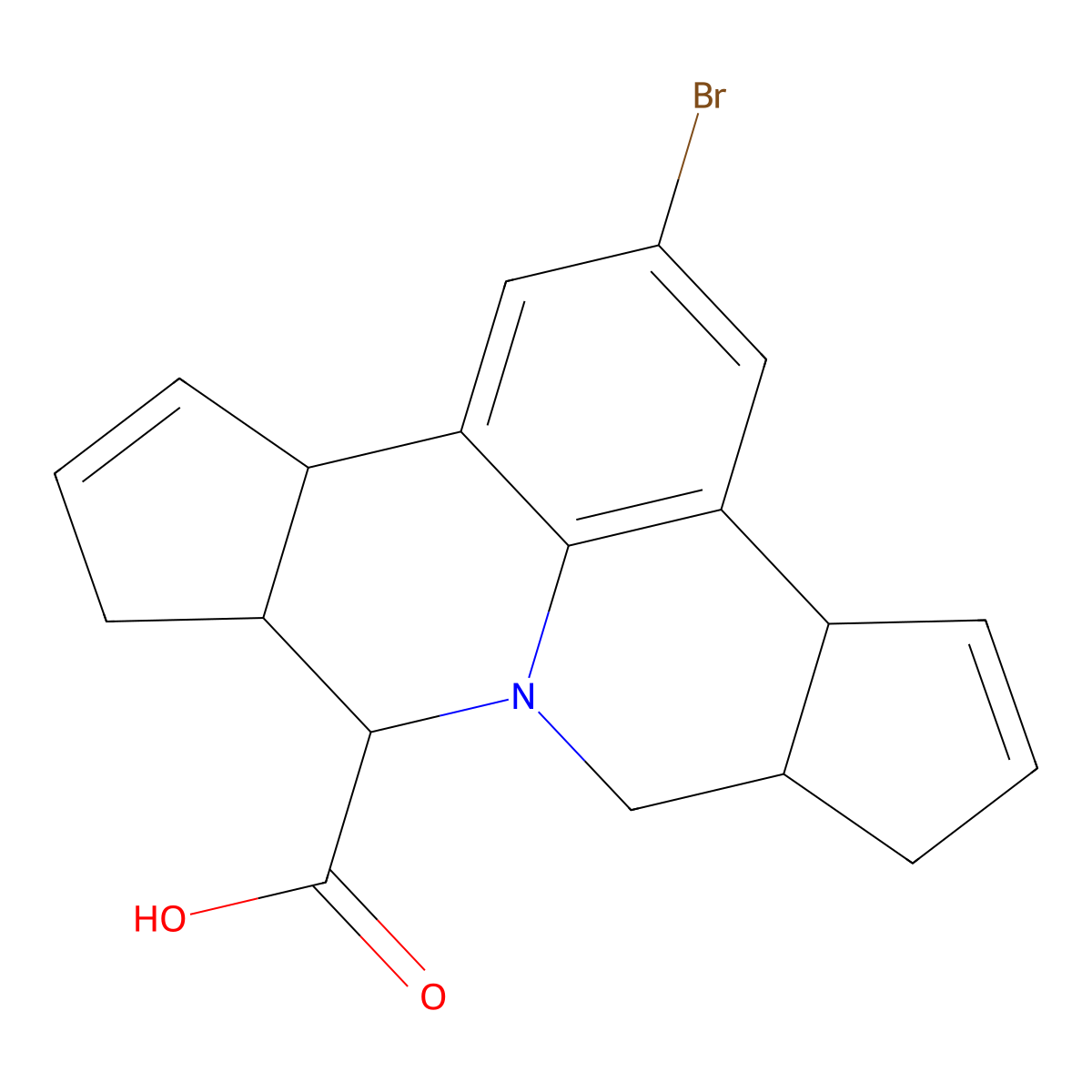 2-Bromo-3b,6,6a,7,9,9a,10,12a-octahydrocyclopenta[c]cyclopenta[4,5]pyrido[3,2,1-ij]quinoline-7-carboxylic acid molecular structure, CAS 353484-30-7