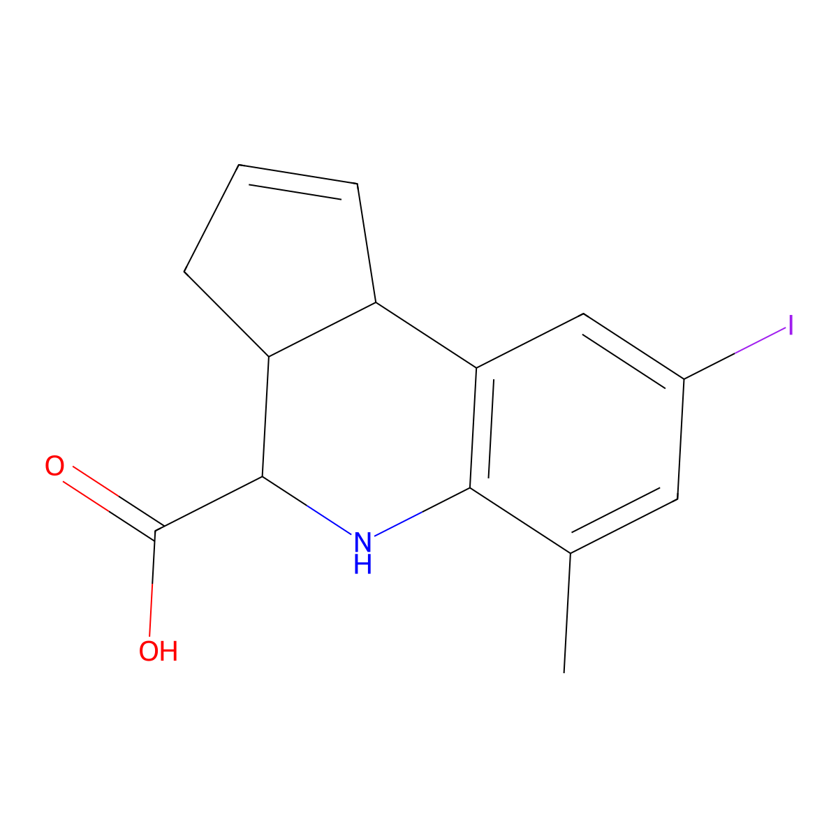 8-iodo-6-methyl-3a,4,5,9b-tetrahydro-3H-cyclopenta[c]quinoline-4-carboxylic acid molecular structure, CAS 353484-33-0