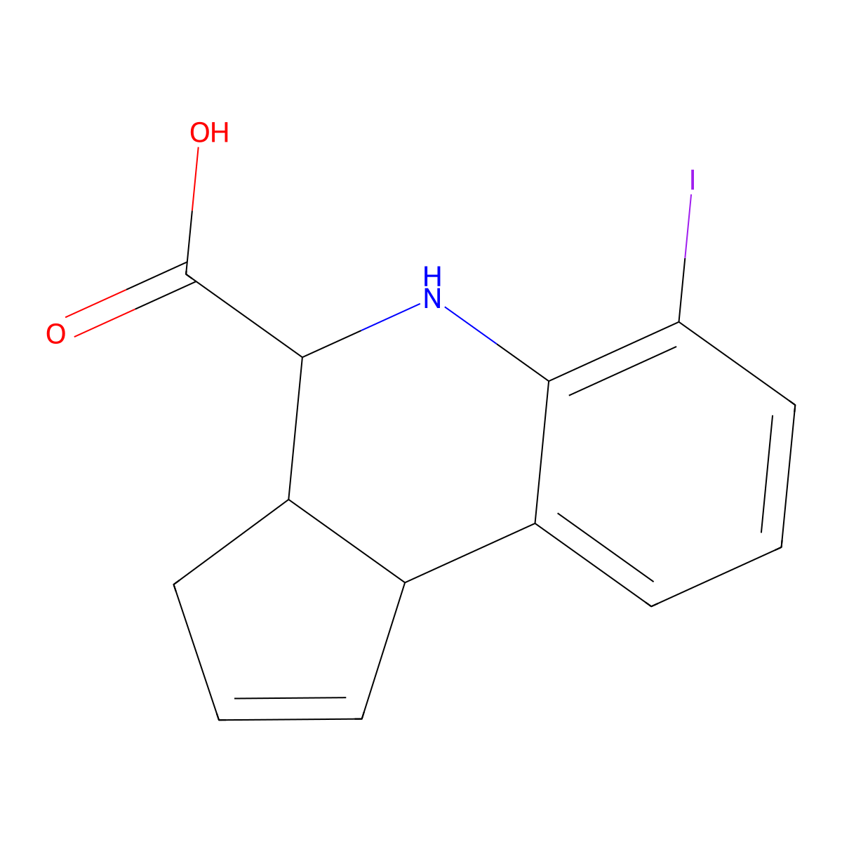 6-iodo-3a,4,5,9b-tetrahydro-3H-cyclopenta[c]quinoline-4-carboxylic acid molecular structure, CAS 353484-37-4