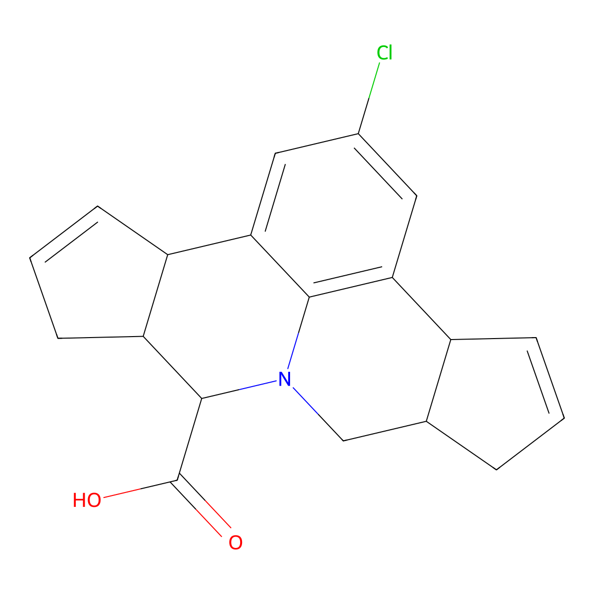 2-Chloro-3b,6,6a,7,9,9a,10,12a-octahydrocyclopenta[4,5]pyrido[3,2,1-ij]cyclopenta[c]quinoline-7-carboxylic acid molecular structure, CAS 353484-50-1