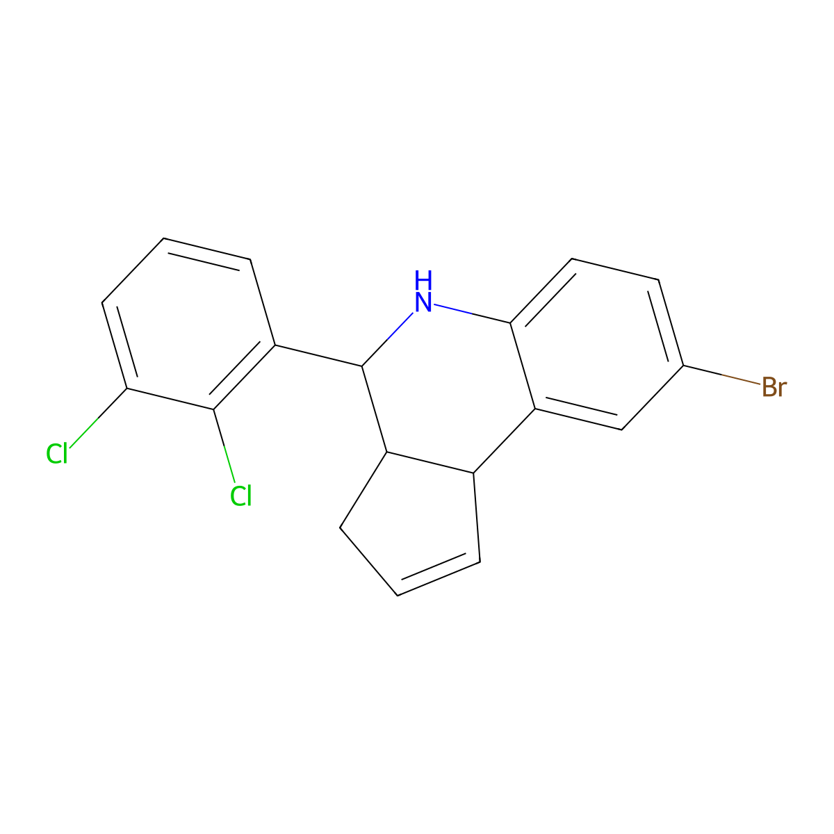 8-Bromo-4-(2,3-dichlorophenyl)-3a,4,5,9b-tetrahydro-3H-cyclopenta[c]quinoline molecular structure, CAS 353484-63-6