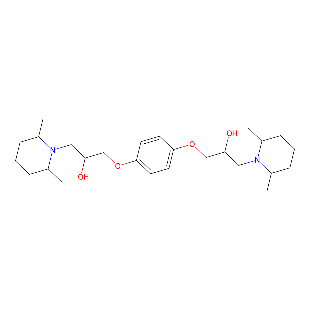 1-(2,6-Dimethylpiperidin-1-yl)-3-{4-[3-(2,6-dimethylpiperidin-1-yl)-2-hydroxypropoxy]phenoxy}propan-2-ol molecular structure, CAS 353484-77-2