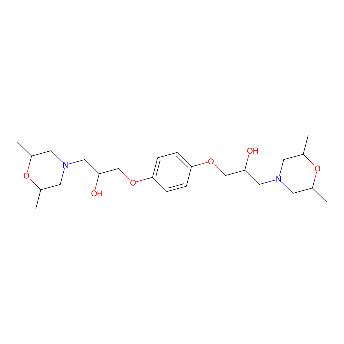 1-(2,6-Dimethylmorpholino)-3-{4-[3-(2,6-dimethylmorpholino)-2-hydroxypropoxy]phenoxy}-2-propanol molecular structure, CAS 353484-79-4