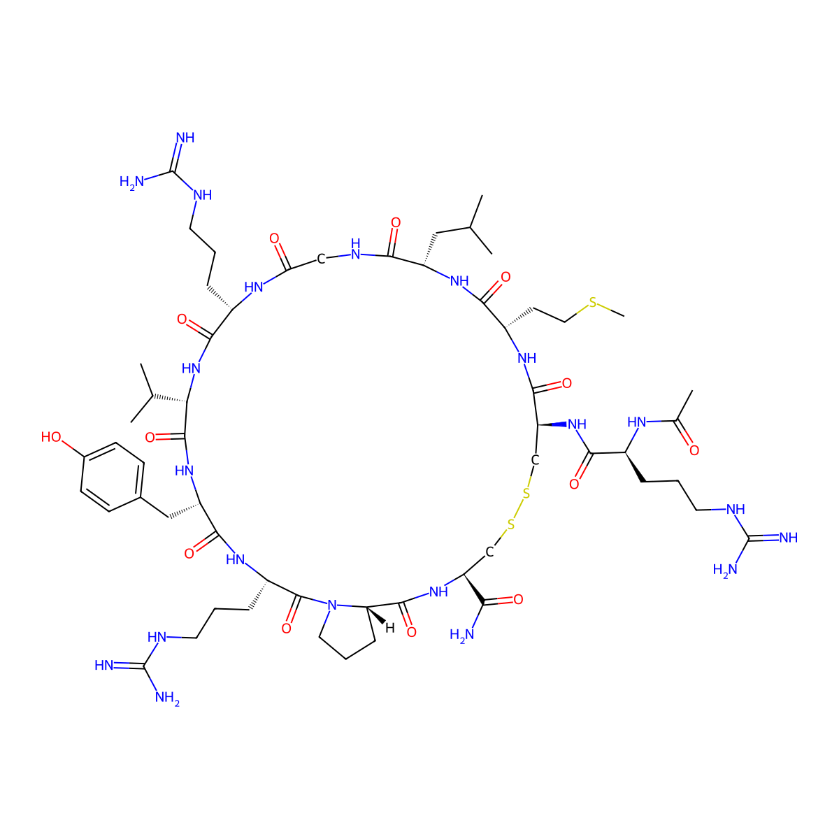 Ac-Arg-Cys(1)-Met-Leu-Gly-Arg-Val-Tyr-Arg-Pro-Cys(1)-NH2 molecular structure, CAS 353486-32-5