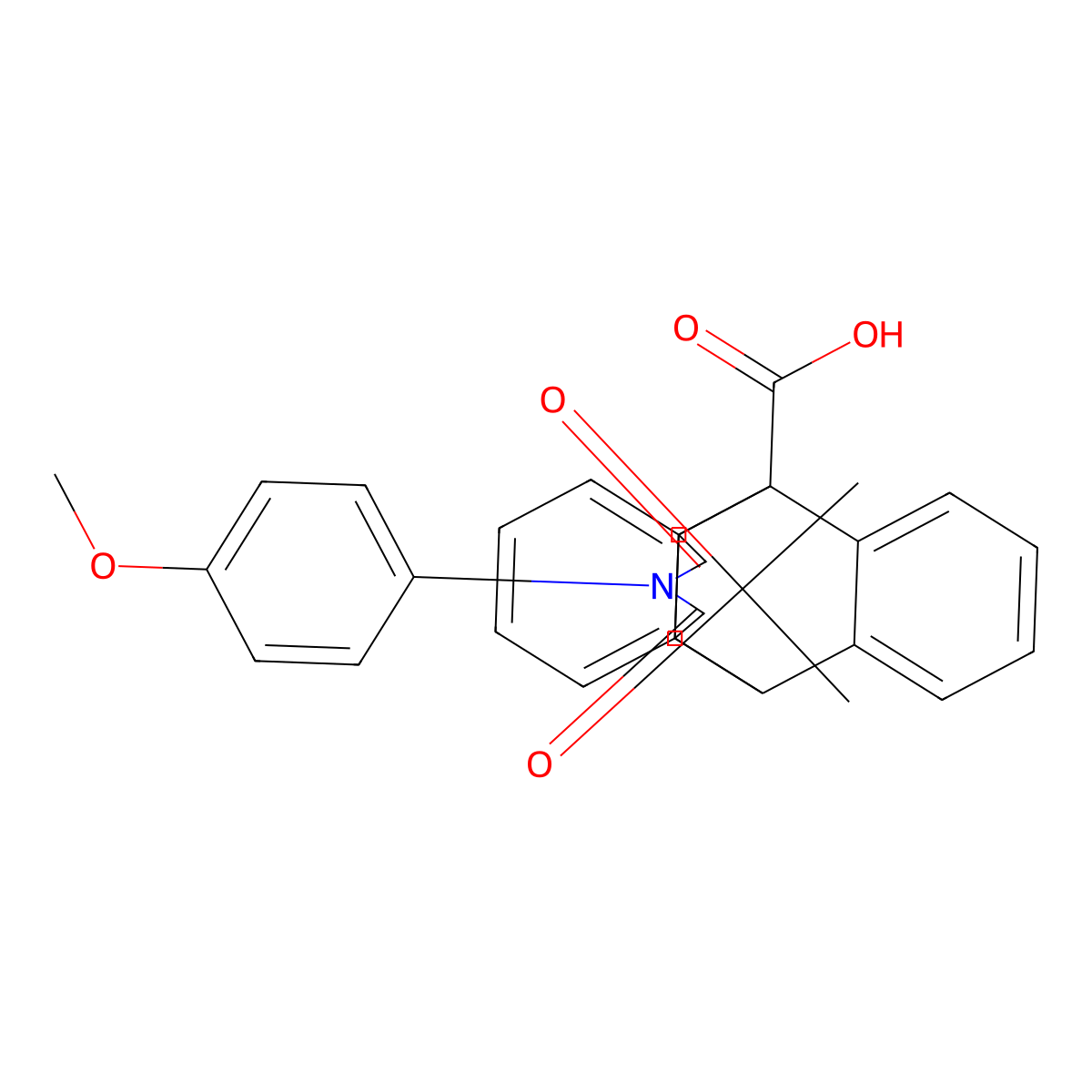 13-(4-methoxyphenyl)-12,14-dioxo-10,11,12,13,14,15-hexahydro-9H-9,10-[3,4]epipyrroloanthracene-9-carboxylic acid molecular structure, CAS 353487-70-4