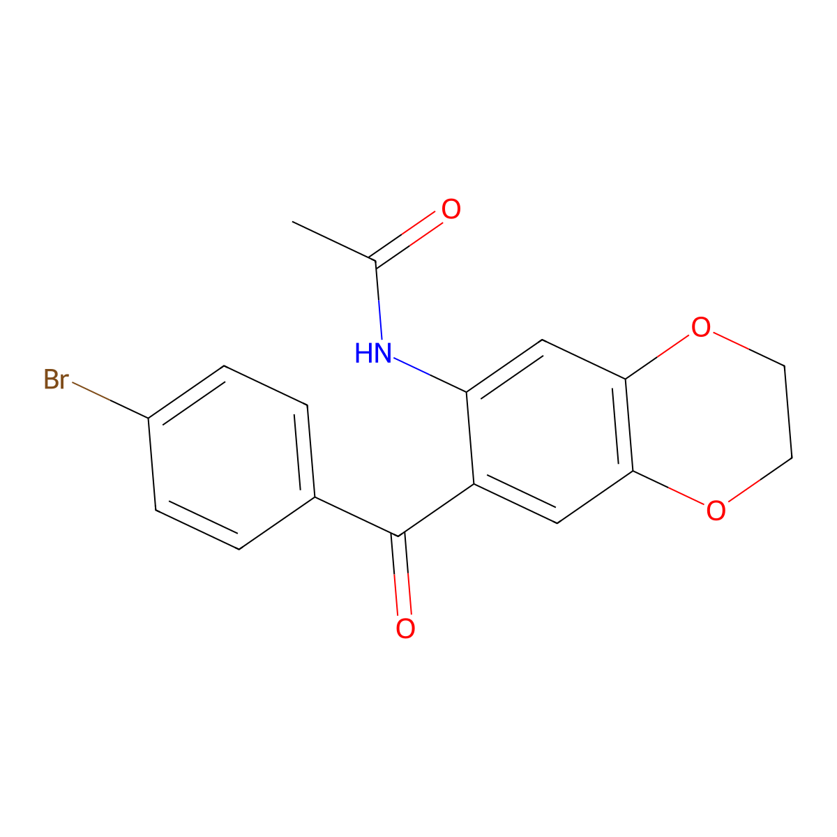 N-(7-(4-Bromobenzoyl)-2,3-dihydrobenzo[b][1,4]dioxin-6-yl)acetamide molecular structure, CAS 353487-72-6