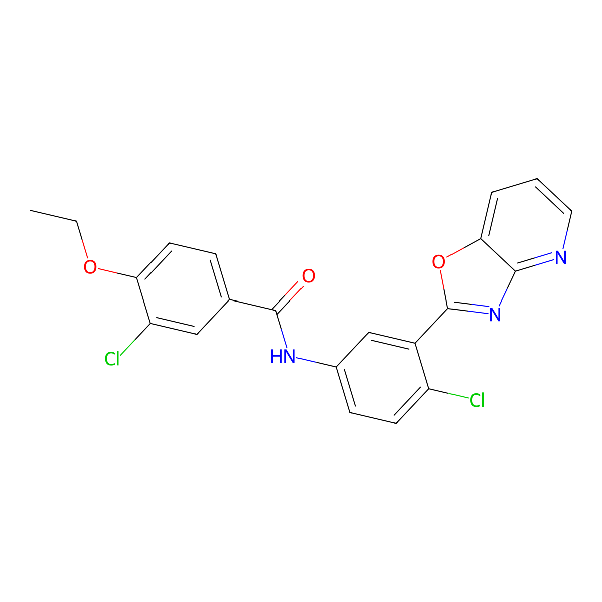 3-chloro-N-[4-chloro-3-([1,3]oxazolo[4,5-b]pyridin-2-yl)phenyl]-4-ethoxybenzamide molecular structure, CAS 353488-08-1