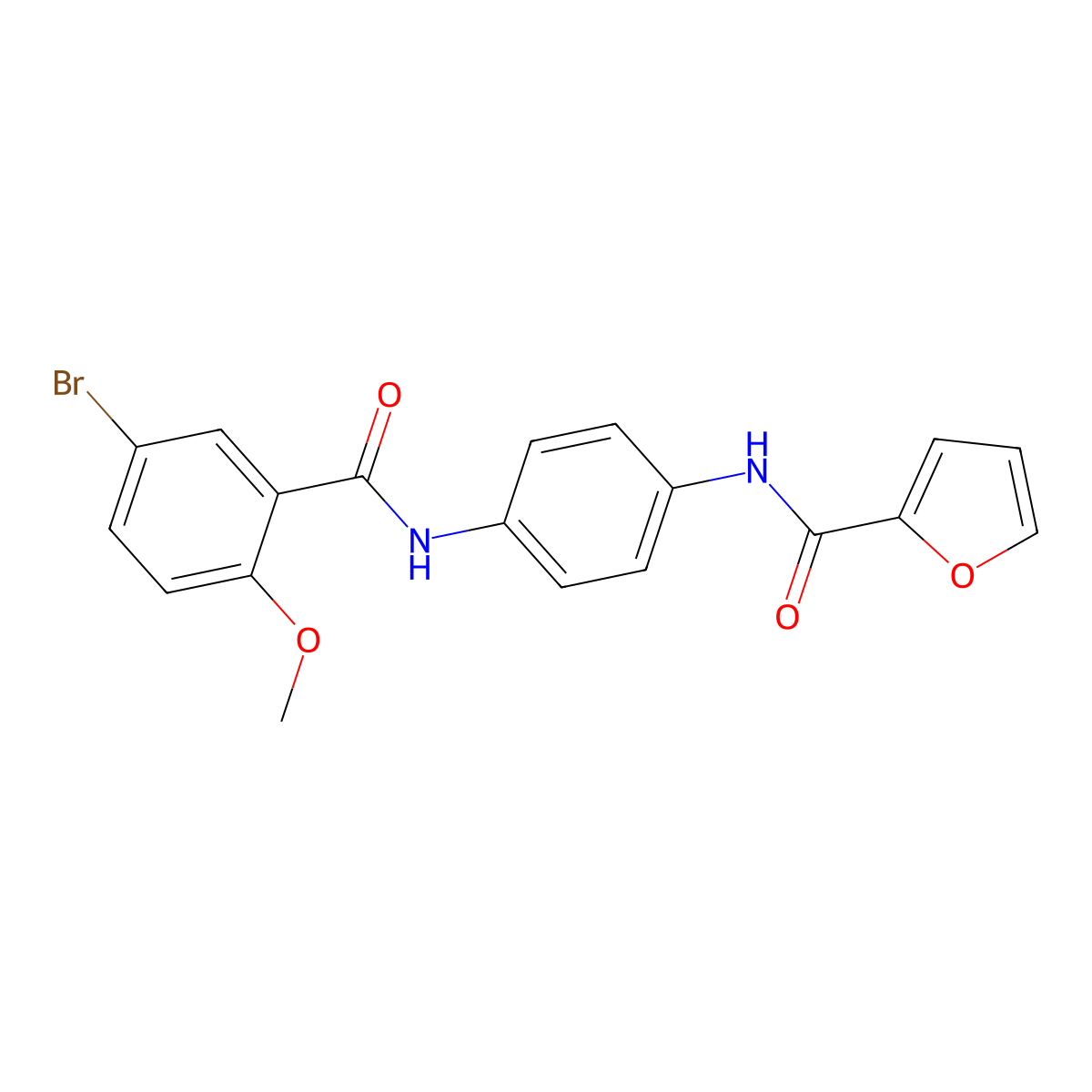 N-{4-[(5-bromo-2-methoxybenzoyl)amino]phenyl}-2-furamide molecular structure, CAS 353488-87-6