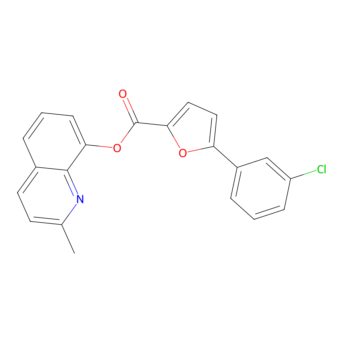 2-Methyl-8-quinolinyl 5-(3-chlorophenyl)-2-furoate molecular structure, CAS 353489-73-3