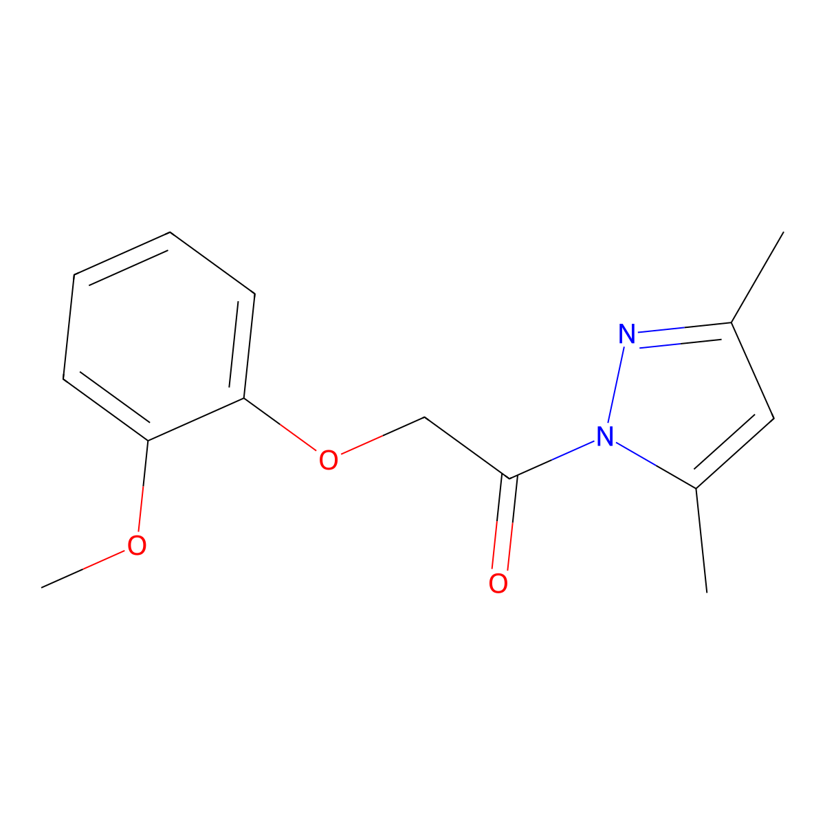 1-(3,5-dimethyl-1H-pyrazol-1-yl)-2-(2-methoxyphenoxy)ethanone molecular structure, CAS 353495-08-6