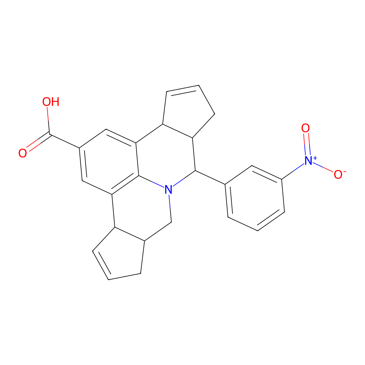 7-(3-Nitrophenyl)-3b,6,6a,7,9,9a,10,12a-octahydrocyclopenta[4,5]pyrido[3,2,1-ij]cyclopenta[c]quinoline-2-carboxylic acid molecular structure, CAS 353495-19-9