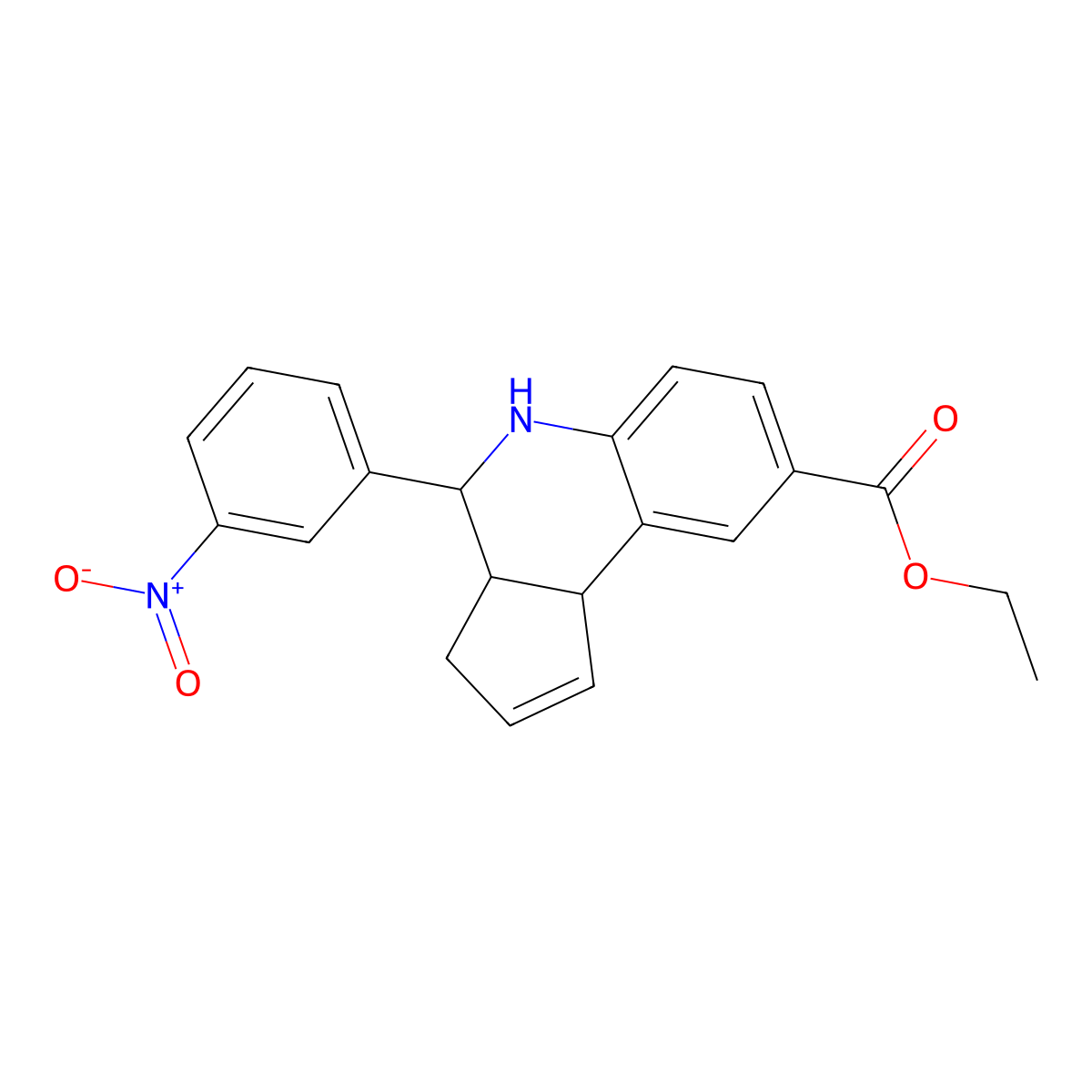 ethyl 4-(3-nitrophenyl)-3a,4,5,9b-tetrahydro-3H-cyclopenta[c]quinoline-8-carboxylate molecular structure, CAS 353495-32-6
