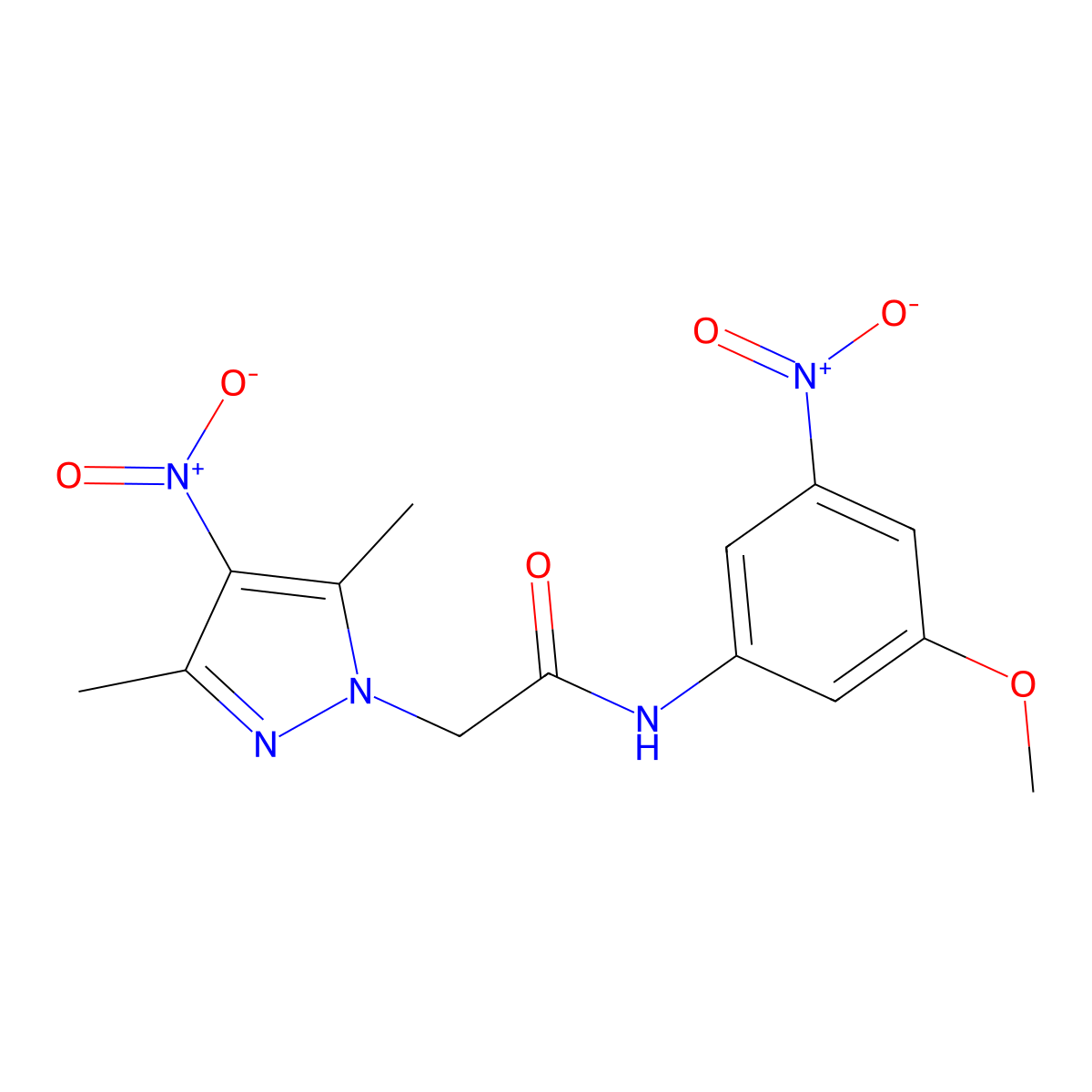 2-(3,5-dimethyl-4-nitro-1H-pyrazol-1-yl)-N-(3-methoxy-5-nitrophenyl)acetamide molecular structure, CAS 353499-53-3