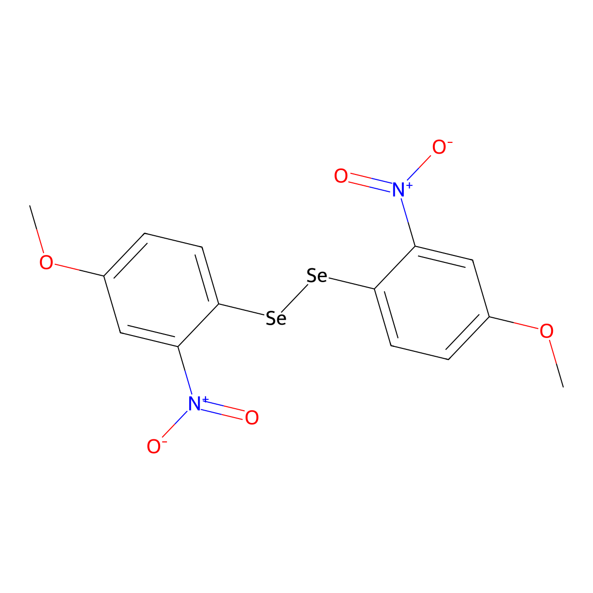Bis(4-methoxy-2-nitrophenyl)diselenide molecular structure, CAS 35350-45-9
