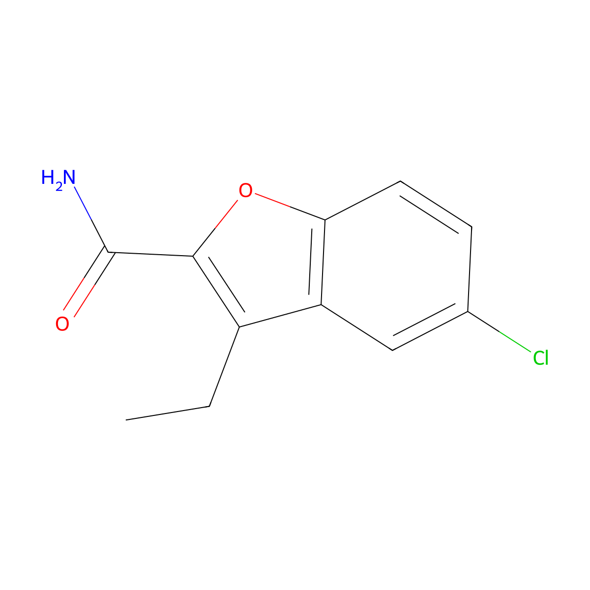 5-Chloro-3-ethylbenzofuran-2-carboxamide molecular structure, CAS 35350-98-2