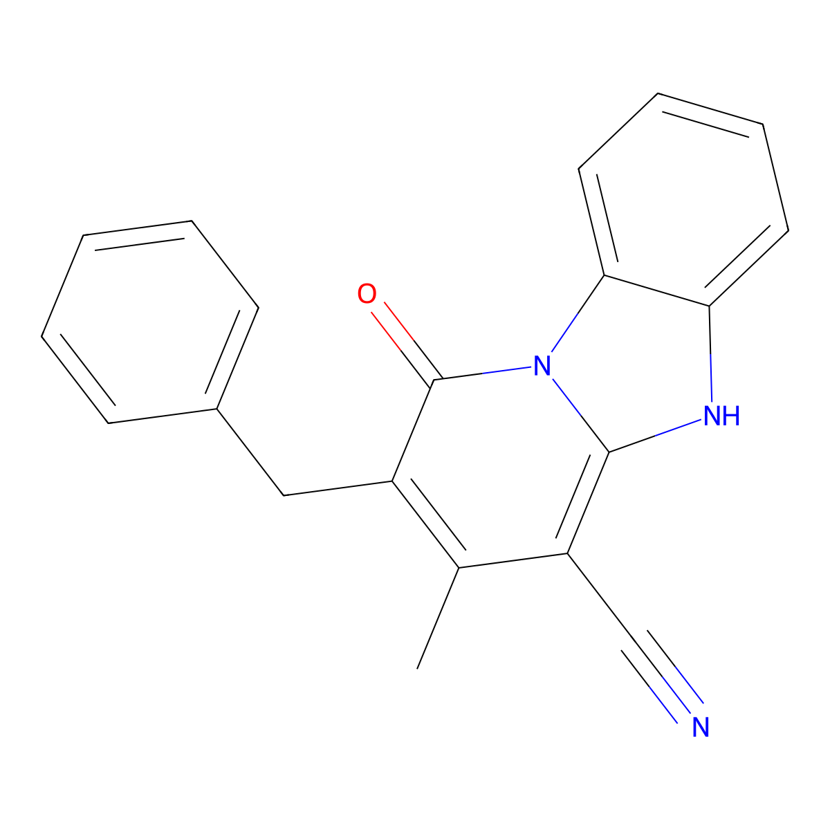 2-benzyl-3-methyl-1-oxo-5H-pyrido[1,2-a]benzimidazole-4-carbonitrile molecular structure, CAS 353500-00-2