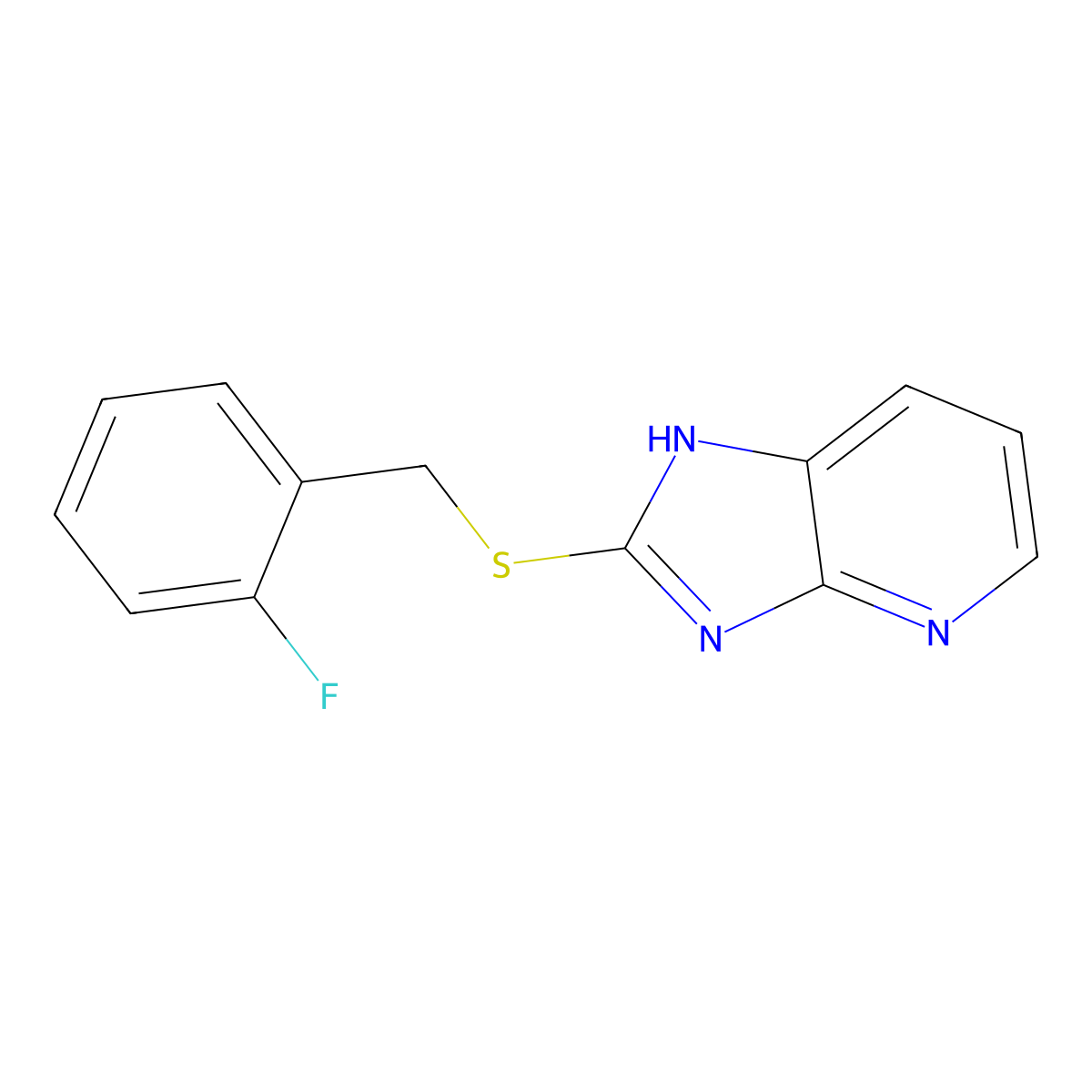 2-[(2-fluorophenyl)methylsulfanyl]-1H-imidazo[4,5-b]pyridine molecular structure, CAS 353500-15-9