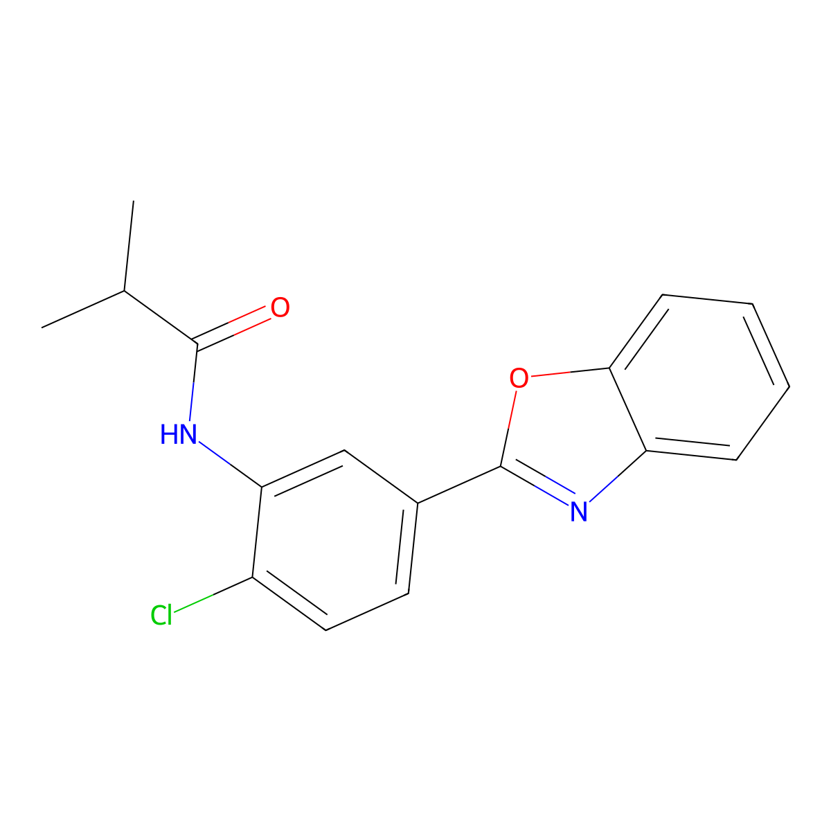 N-[5-(1,3-benzoxazol-2-yl)-2-chlorophenyl]-2-methylpropanamide molecular structure, CAS 353500-45-5