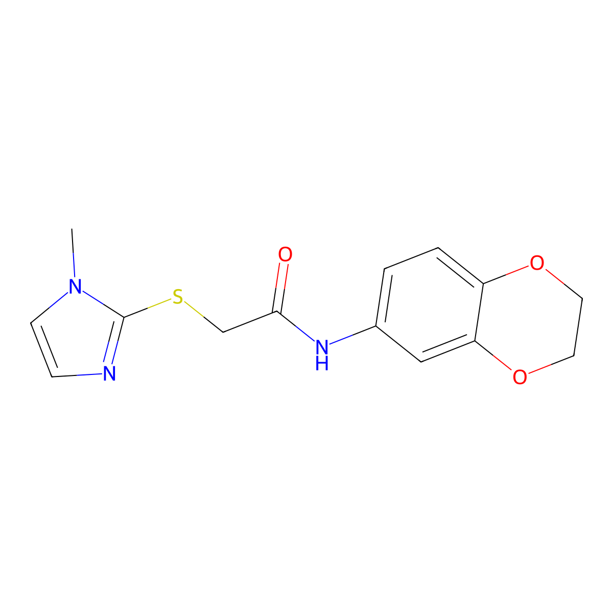 N-(2,3-dihydro-1,4-benzodioxin-6-yl)-2-[(1-methyl-1H-imidazol-2-yl)sulfanyl]acetamide molecular structure, CAS 353500-91-1