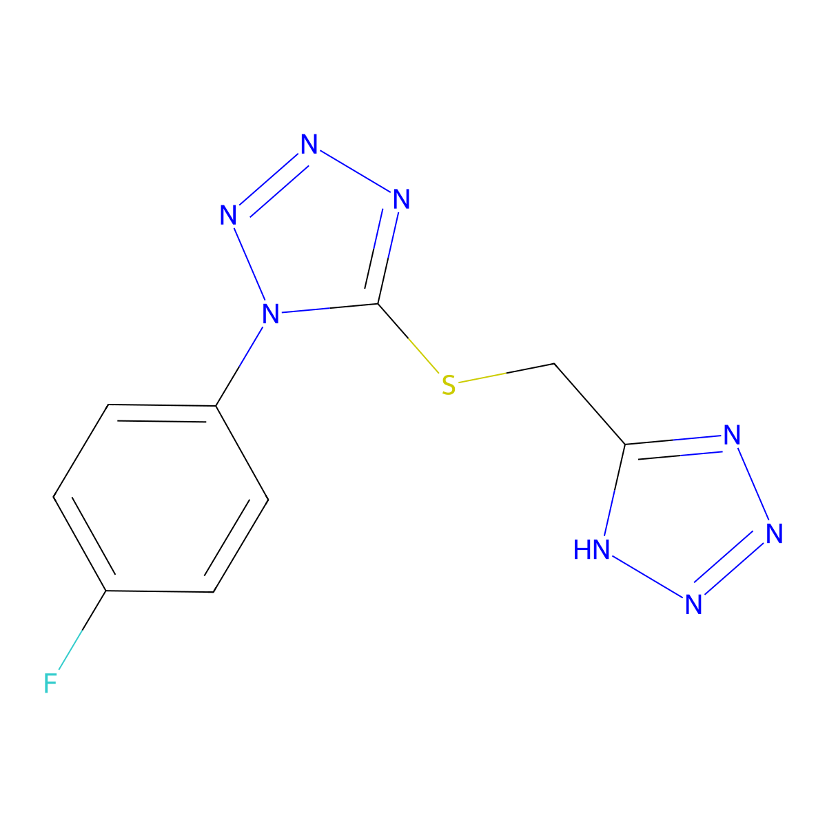 1-(4-fluorophenyl)-5-(2H-tetrazol-5-ylmethylsulfanyl)tetrazole molecular structure, CAS 353501-28-7