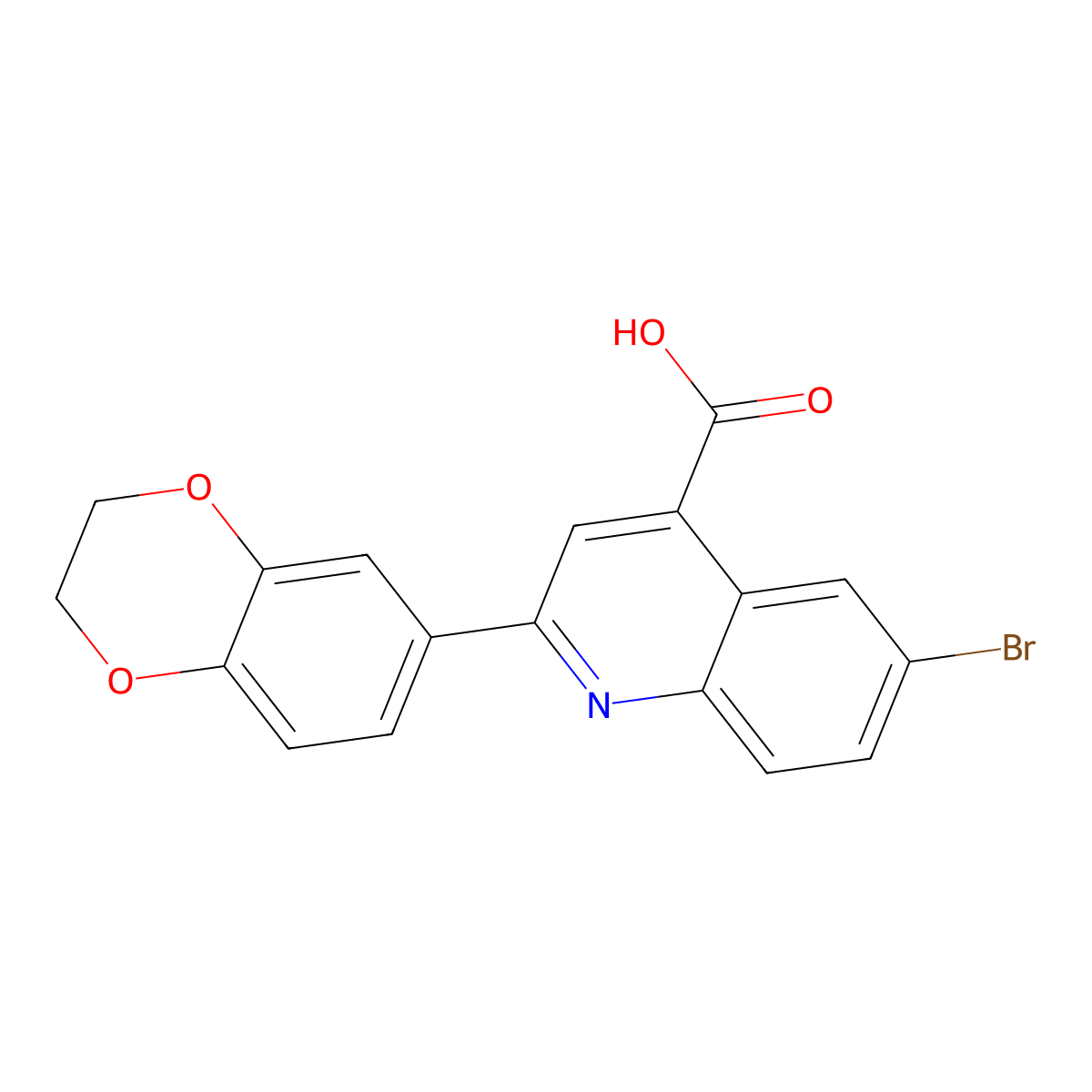 6-Bromo-2-(2,3-dihydrobenzo[b][1,4]dioxin-6-yl)quinoline-4-carboxylic acid molecular structure, CAS 353501-34-5