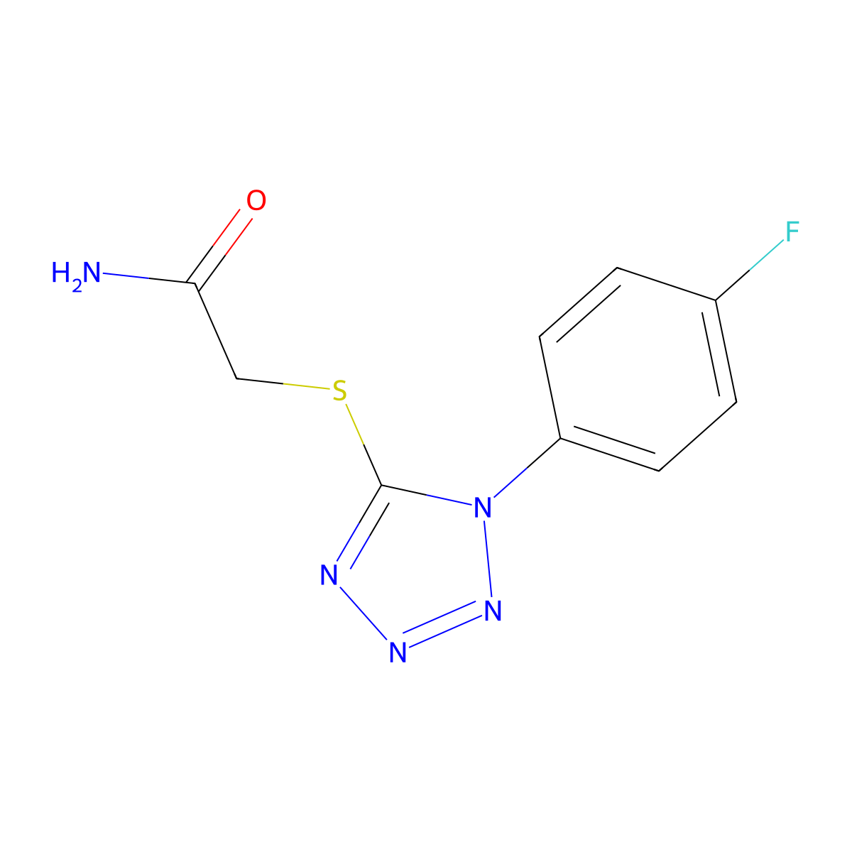 2-((1-(4-fluorophenyl)-1H-tetrazol-5-yl)thio)acetamide molecular structure, CAS 353501-84-5