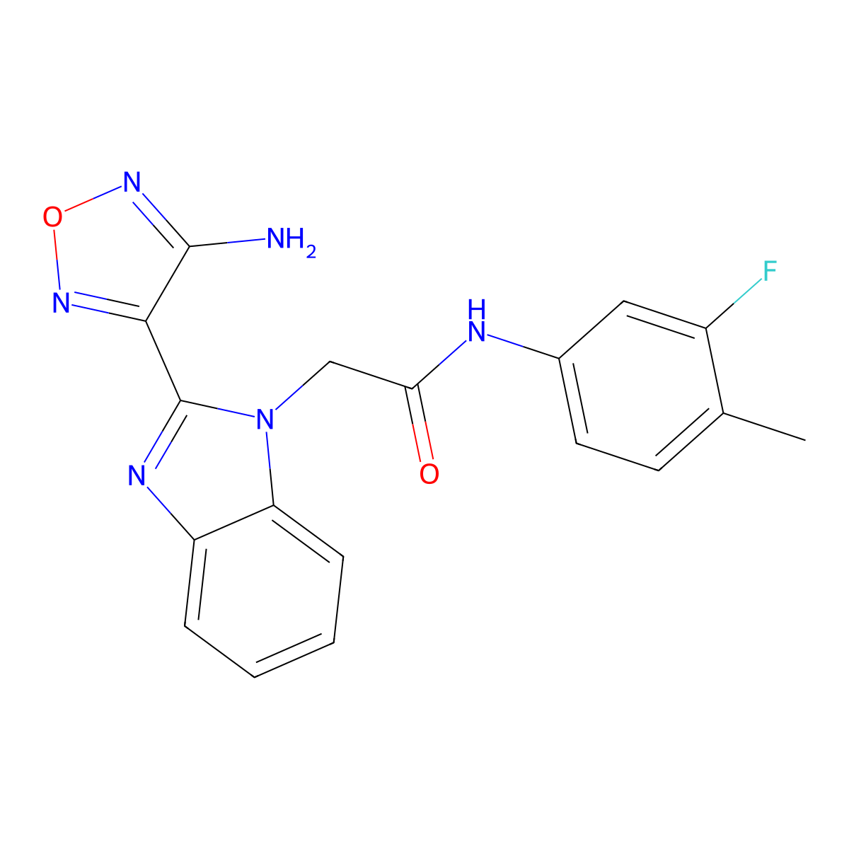 2-[2-(4-amino-1,2,5-oxadiazol-3-yl)benzimidazol-1-yl]-N-(3-fluoro-4-methylphenyl)acetamide molecular structure, CAS 353501-85-6