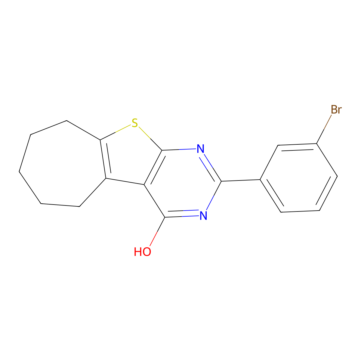 2-(3-bromophenyl)-6,7,8,9-tetrahydro-5H-cyclohepta[4,5]thieno[2,3-d]pyrimidin-4-ol molecular structure, CAS 353502-28-0