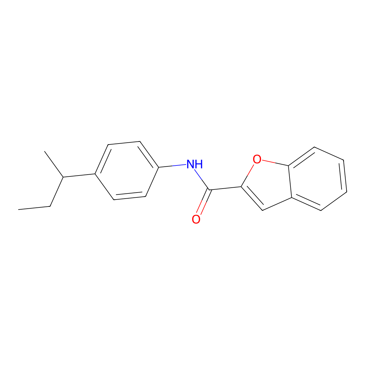 N-(4-butan-2-ylphenyl)-1-benzofuran-2-carboxamide molecular structure, CAS 353502-50-8