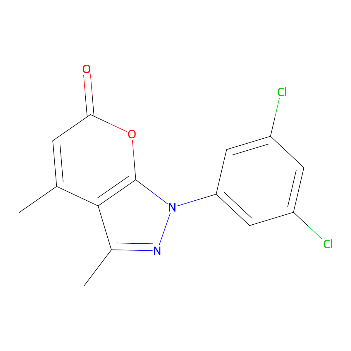 1-(3,5-dichlorophenyl)-3,4-dimethylpyrano[2,3-c]pyrazol-6(1H)-one molecular structure, CAS 353502-64-4