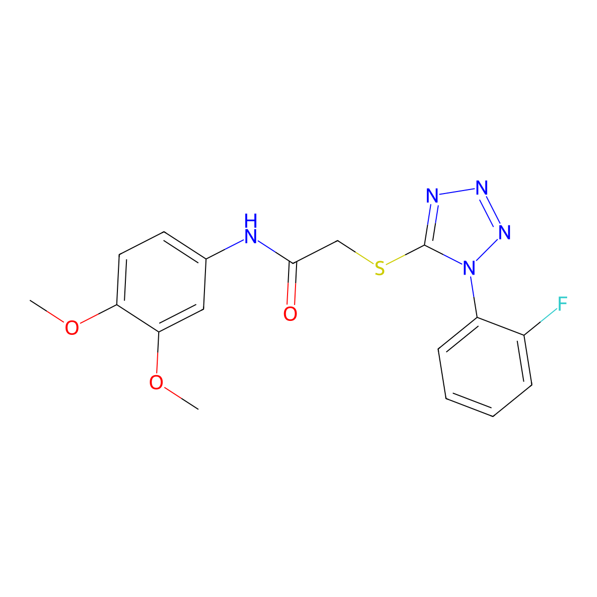 N-(3,4-dimethoxyphenyl)-2-[1-(2-fluorophenyl)tetrazol-5-yl]sulfanylacetamide molecular structure, CAS 353502-73-5