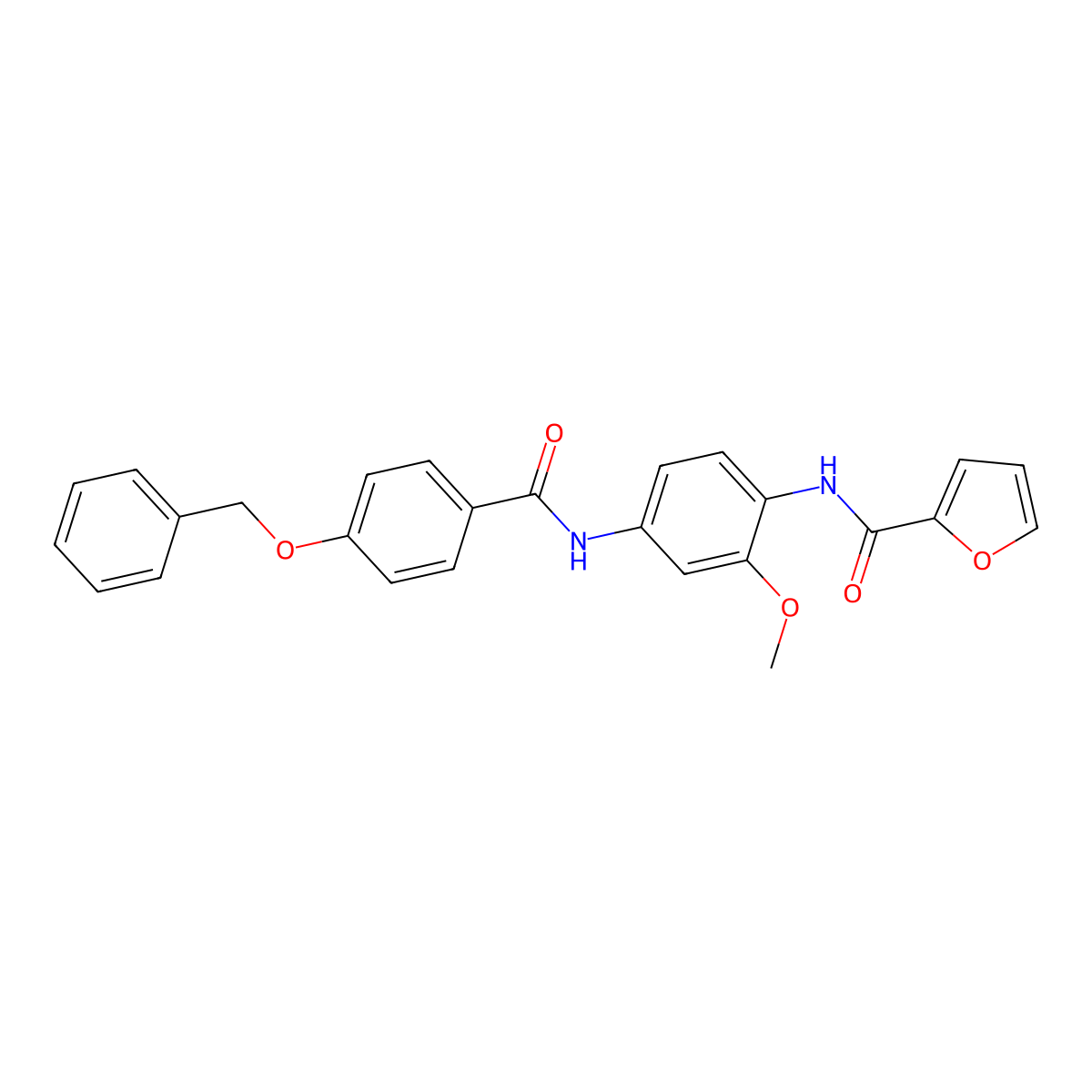 N-[2-methoxy-4-[(4-phenylmethoxybenzoyl)amino]phenyl]furan-2-carboxamide molecular structure, CAS 353502-99-5