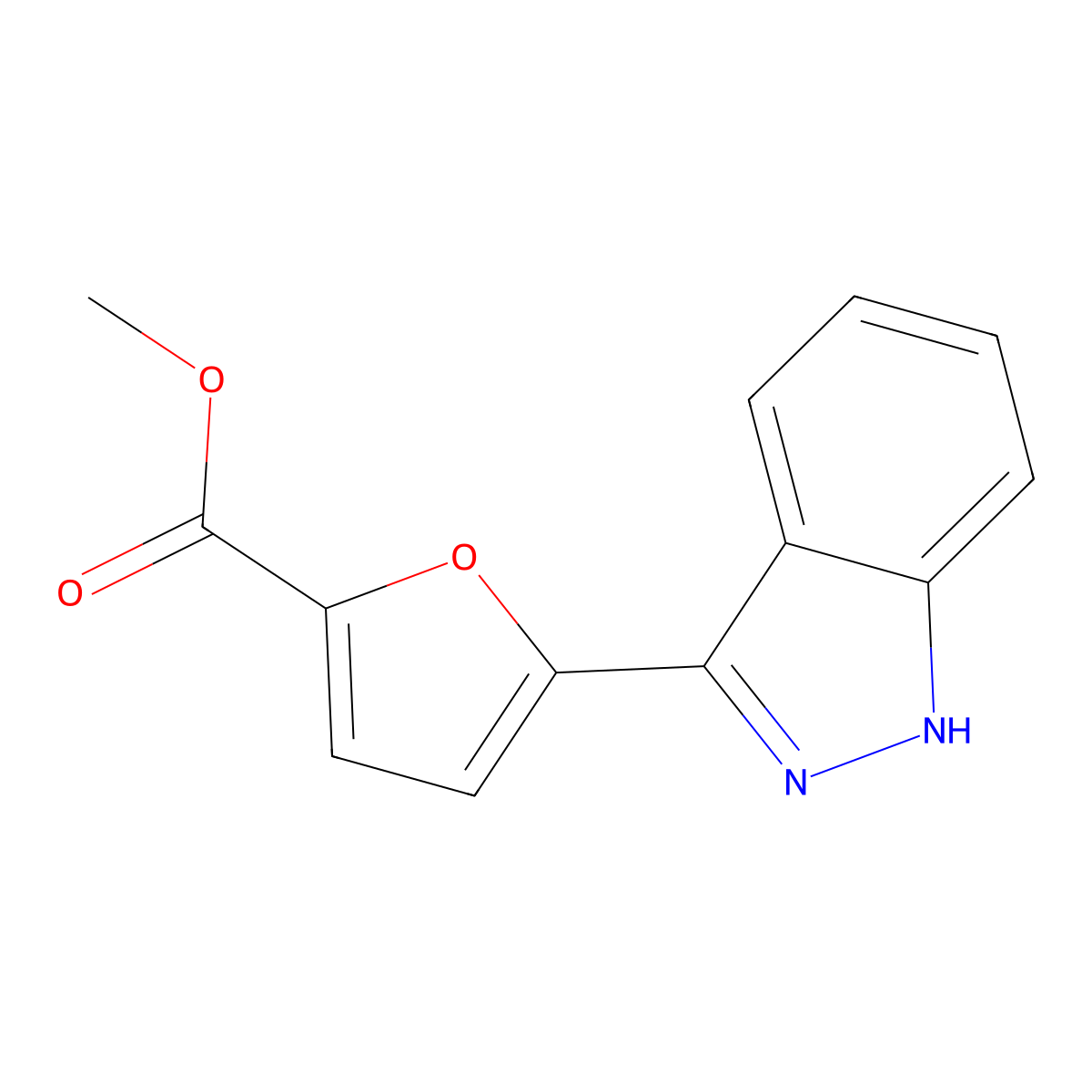 Methyl 5-(1H-indazol-3-yl)furan-2-carboxylate molecular structure, CAS 353504-12-8