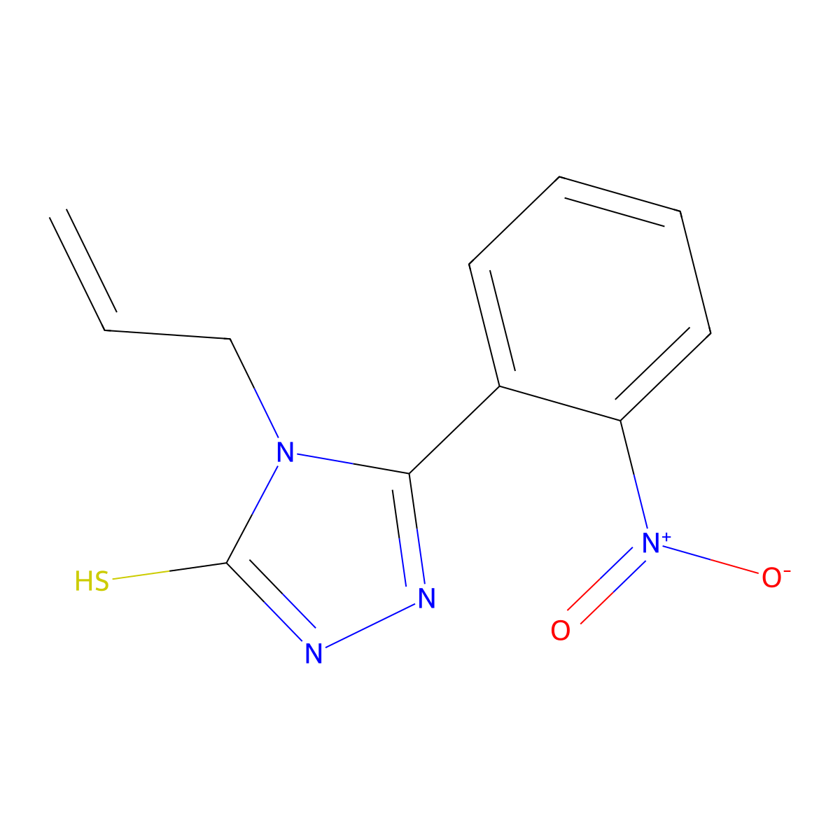3-(2-nitrophenyl)-4-prop-2-enyl-1H-1,2,4-triazole-5-thione molecular structure, CAS 353507-00-3