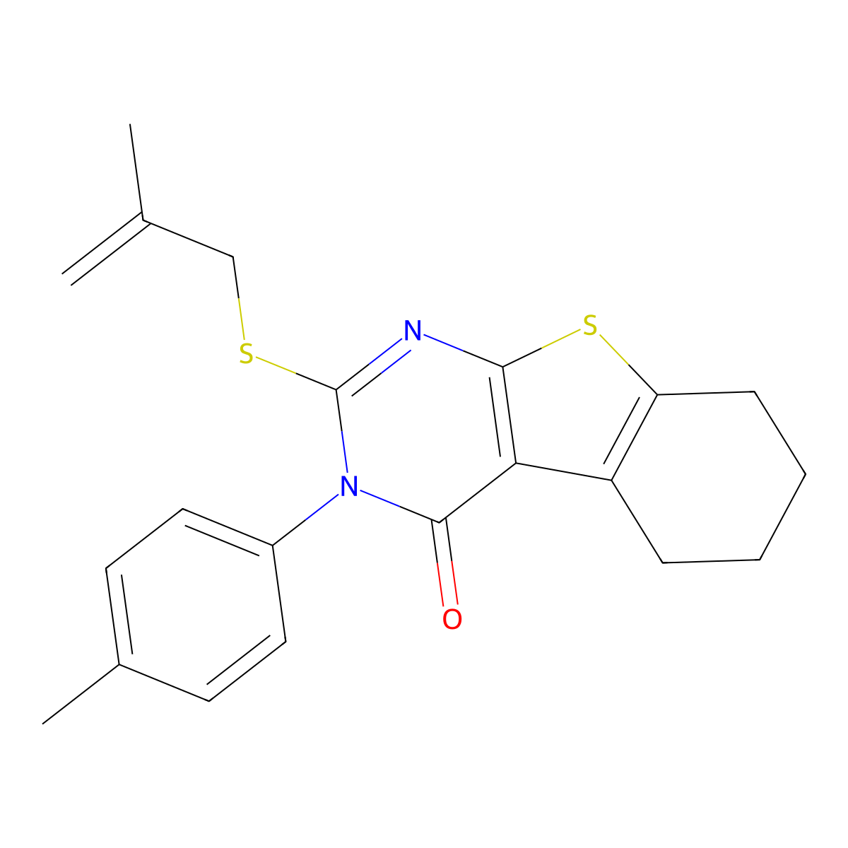 3-(4-methylphenyl)-2-[(2-methyl-2-propenyl)sulfanyl]-5,6,7,8-tetrahydro[1]benzothieno[2,3-d]pyrimidin-4(3H)-one molecular structure, CAS 353507-01-4