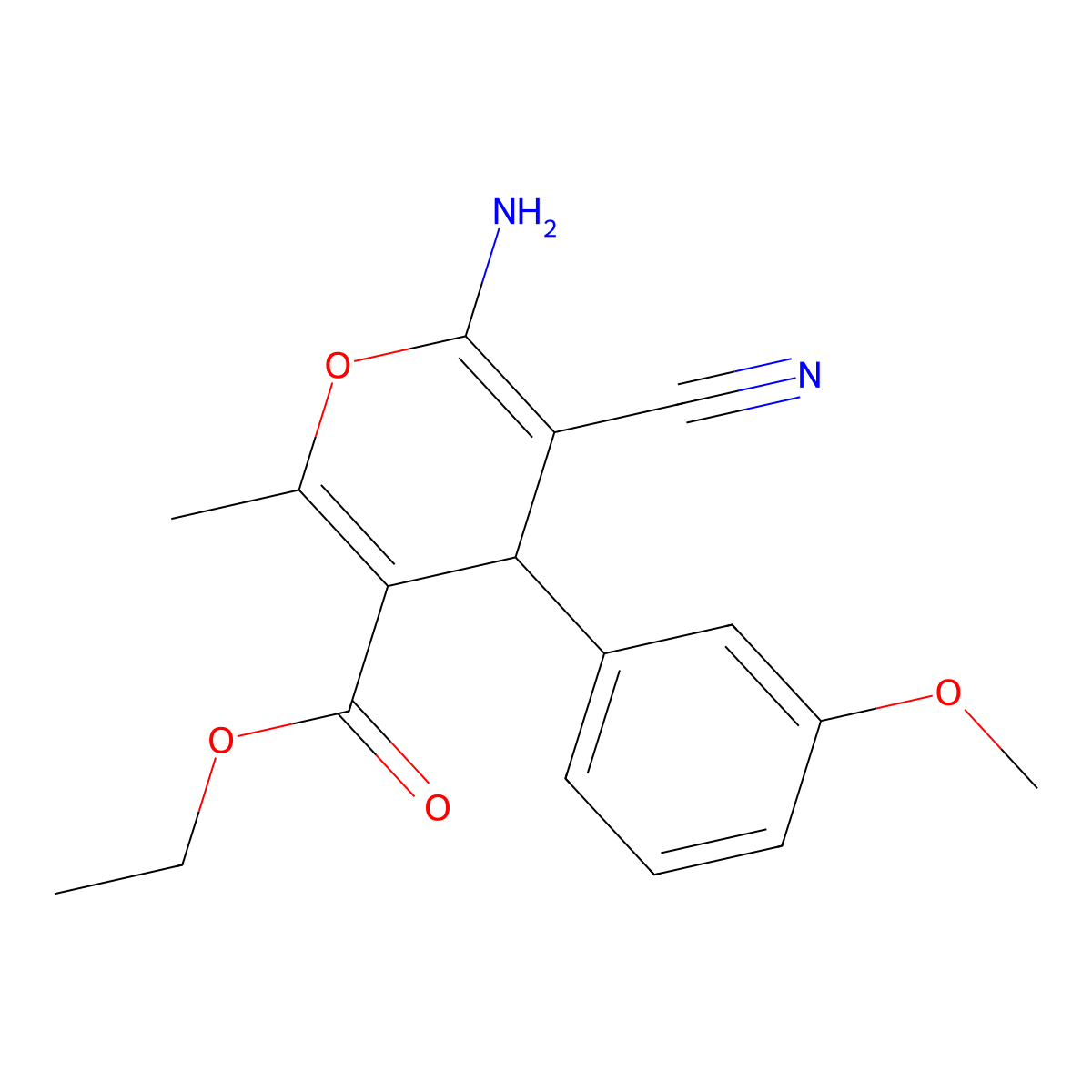 ethyl 6-amino-5-cyano-4-(3-methoxyphenyl)-2-methyl-4H-pyran-3-carboxylate molecular structure, CAS 353507-04-7