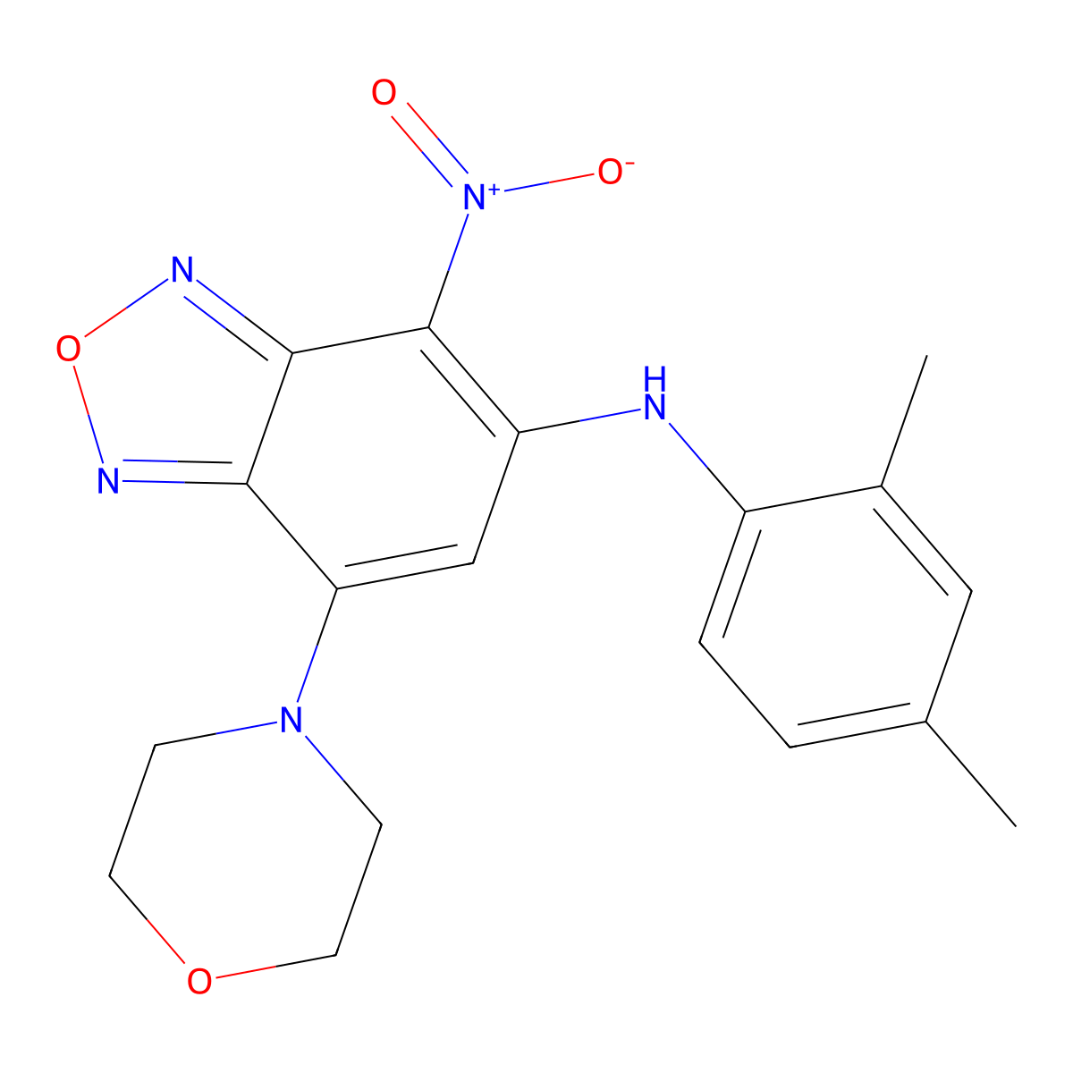N-(2,4-dimethylphenyl)-7-morpholin-4-yl-4-nitro-2,1,3-benzoxadiazol-5-amine molecular structure, CAS 353507-31-0
