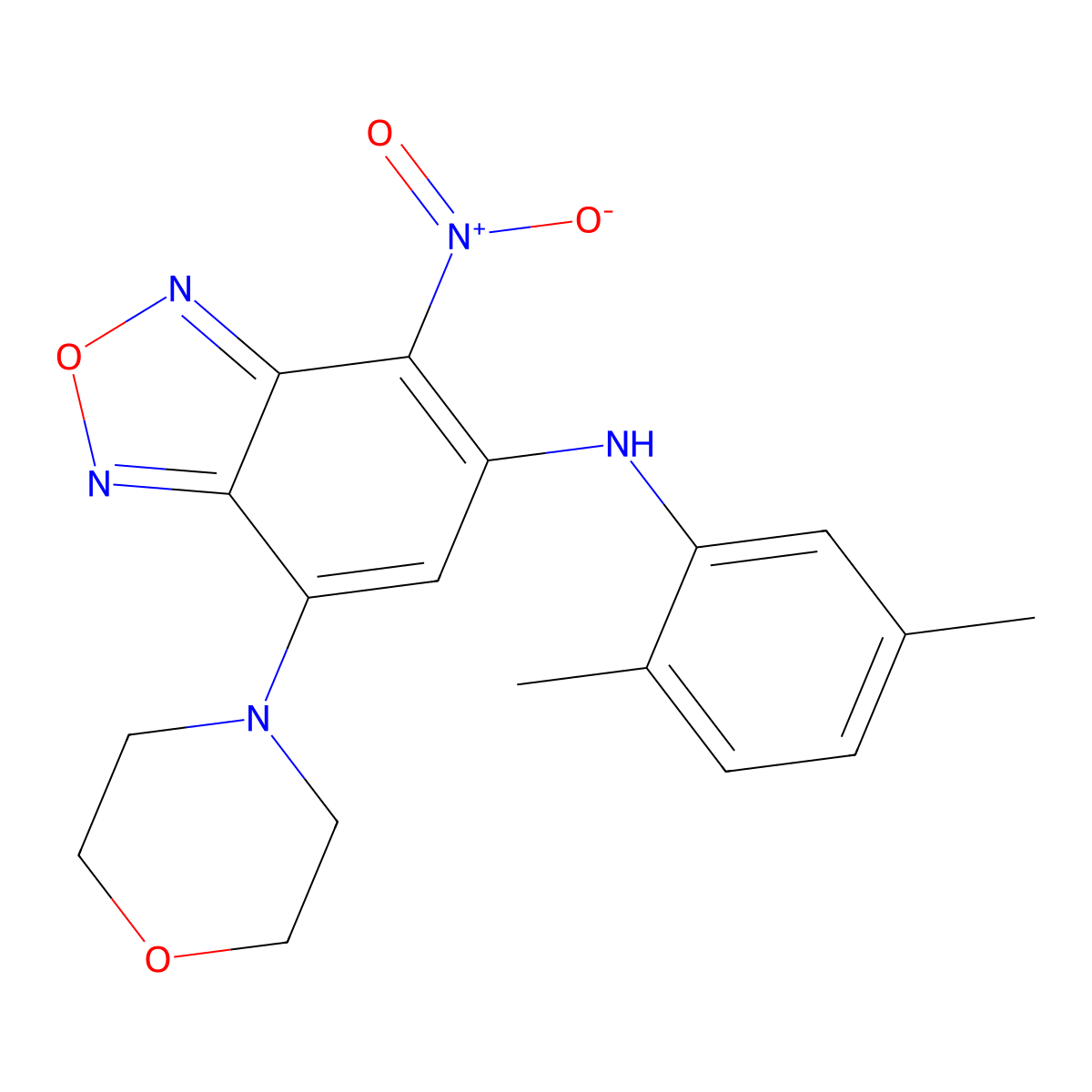 N-(2,5-dimethylphenyl)-7-morpholin-4-yl-4-nitro-2,1,3-benzoxadiazol-5-amine molecular structure, CAS 353507-32-1