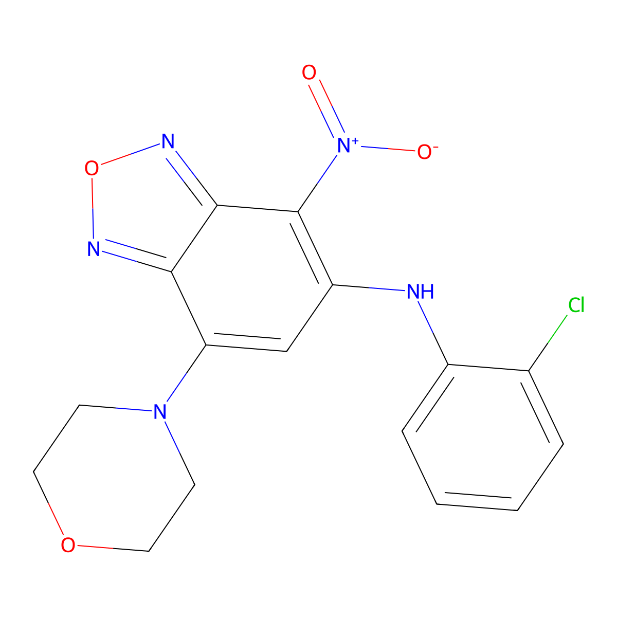 N-(2-chlorophenyl)-7-morpholin-4-yl-4-nitro-2,1,3-benzoxadiazol-5-amine molecular structure, CAS 353507-37-6