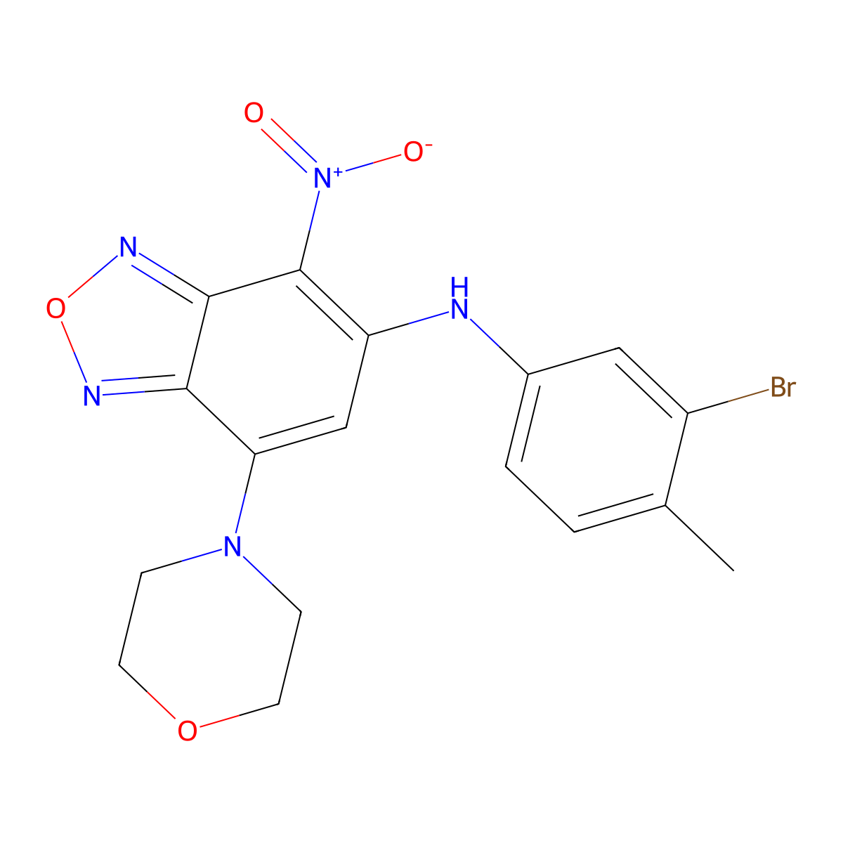 N-(3-bromo-4-methylphenyl)-7-morpholin-4-yl-4-nitro-2,1,3-benzoxadiazol-5-amine molecular structure, CAS 353507-40-1