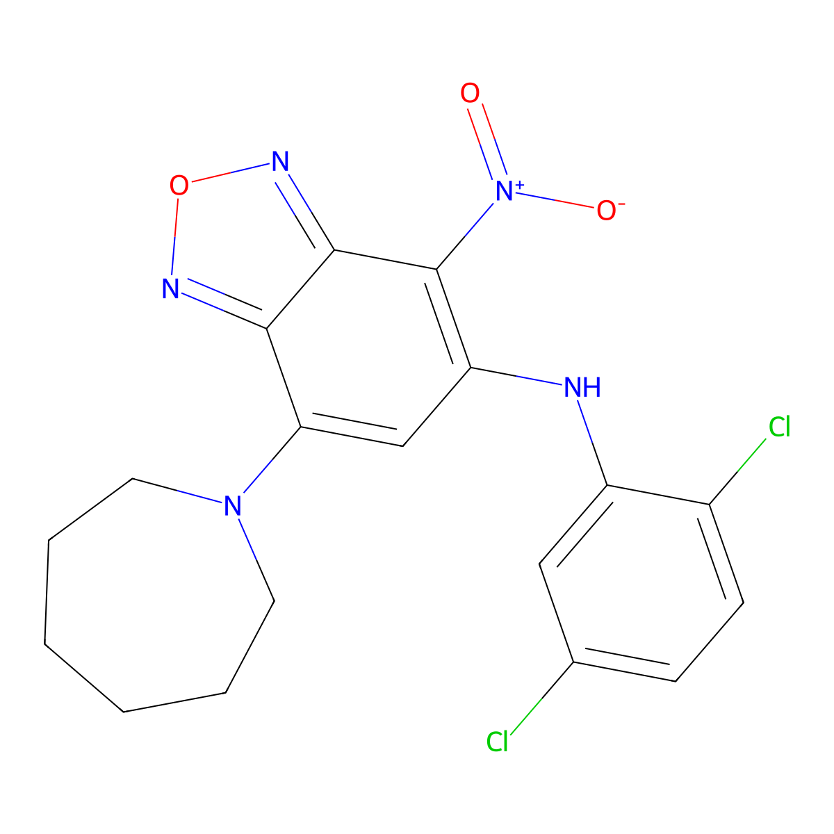 7-(1-Azepanyl)-5-(2,5-dichloroanilino)-4-nitro-2,1,3-benzoxadiazole molecular structure, CAS 353507-46-7
