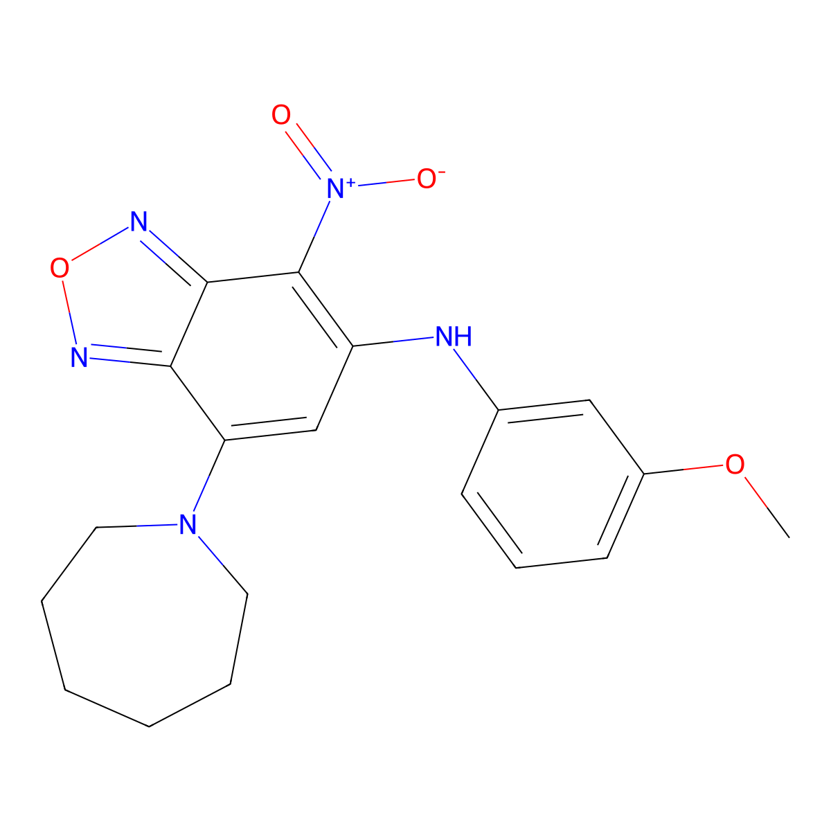 7-(azepan-1-yl)-N-(3-methoxyphenyl)-4-nitro-2,1,3-benzoxadiazol-5-amine molecular structure, CAS 353507-60-5