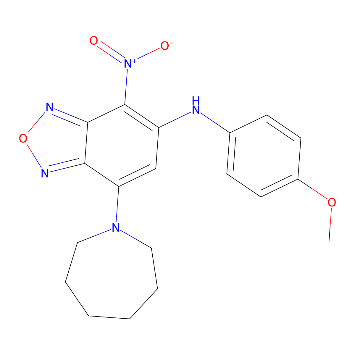 7-(azepan-1-yl)-N-(4-methoxyphenyl)-4-nitro-2,1,3-benzoxadiazol-5-amine molecular structure, CAS 353507-61-6