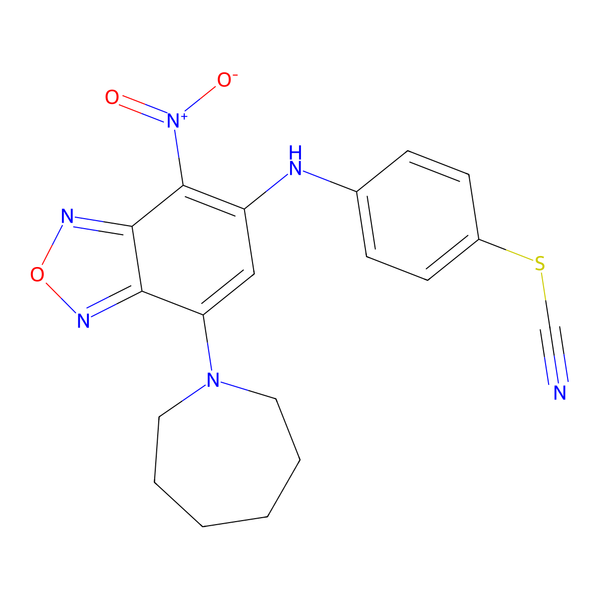 4-({7-(1-Azepanyl)-4-nitro-2,1,3-benzoxadiazol-5-yl}amino)phenyl thiocyanate molecular structure, CAS 353507-62-7