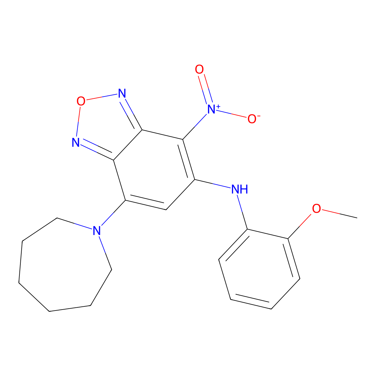 7-(azepan-1-yl)-N-(2-methoxyphenyl)-4-nitro-2,1,3-benzoxadiazol-5-amine molecular structure, CAS 353507-64-9